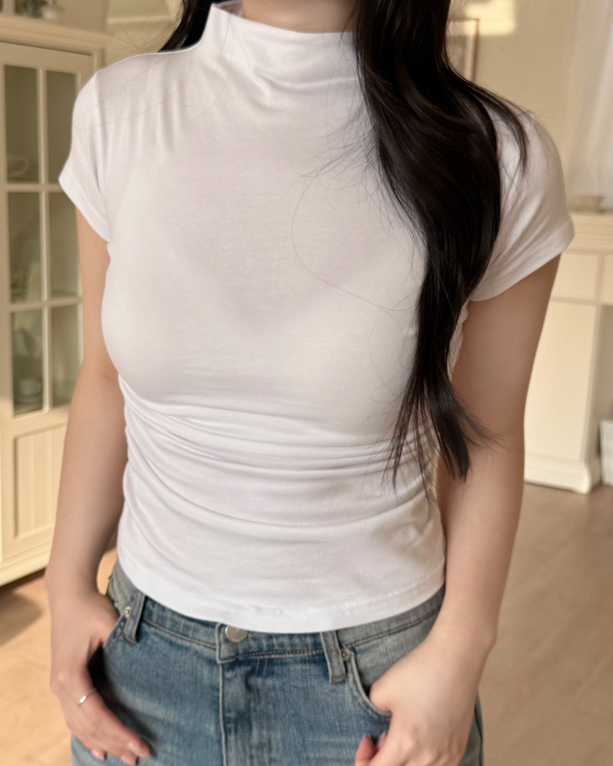 韓系半高領修身top Slim Mock Neck Top