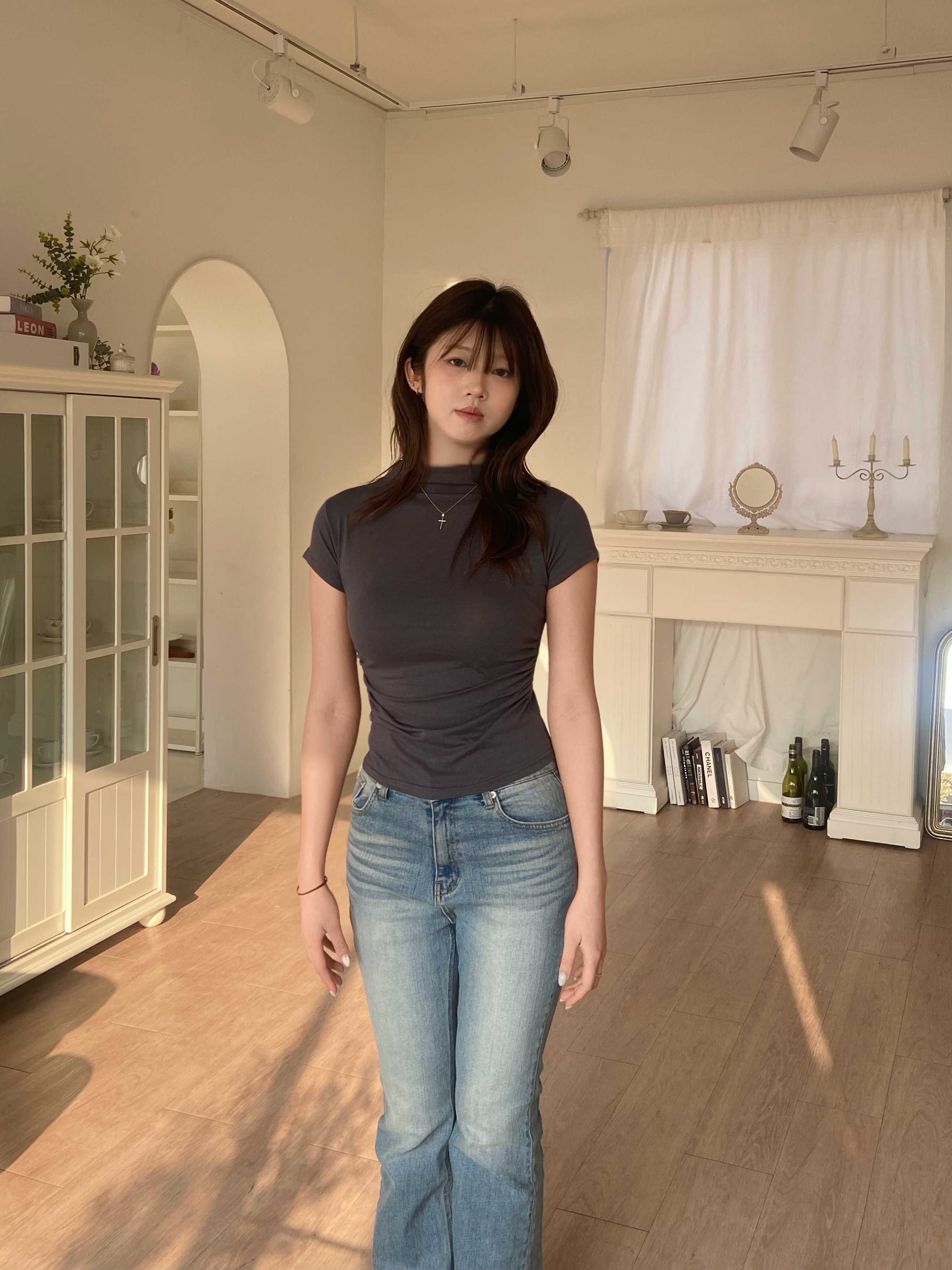 韓系半高領修身top Slim Mock Neck Top