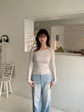 【輕薄質地】設計感鏤空不對稱top Asymmetric Tie Detail Top