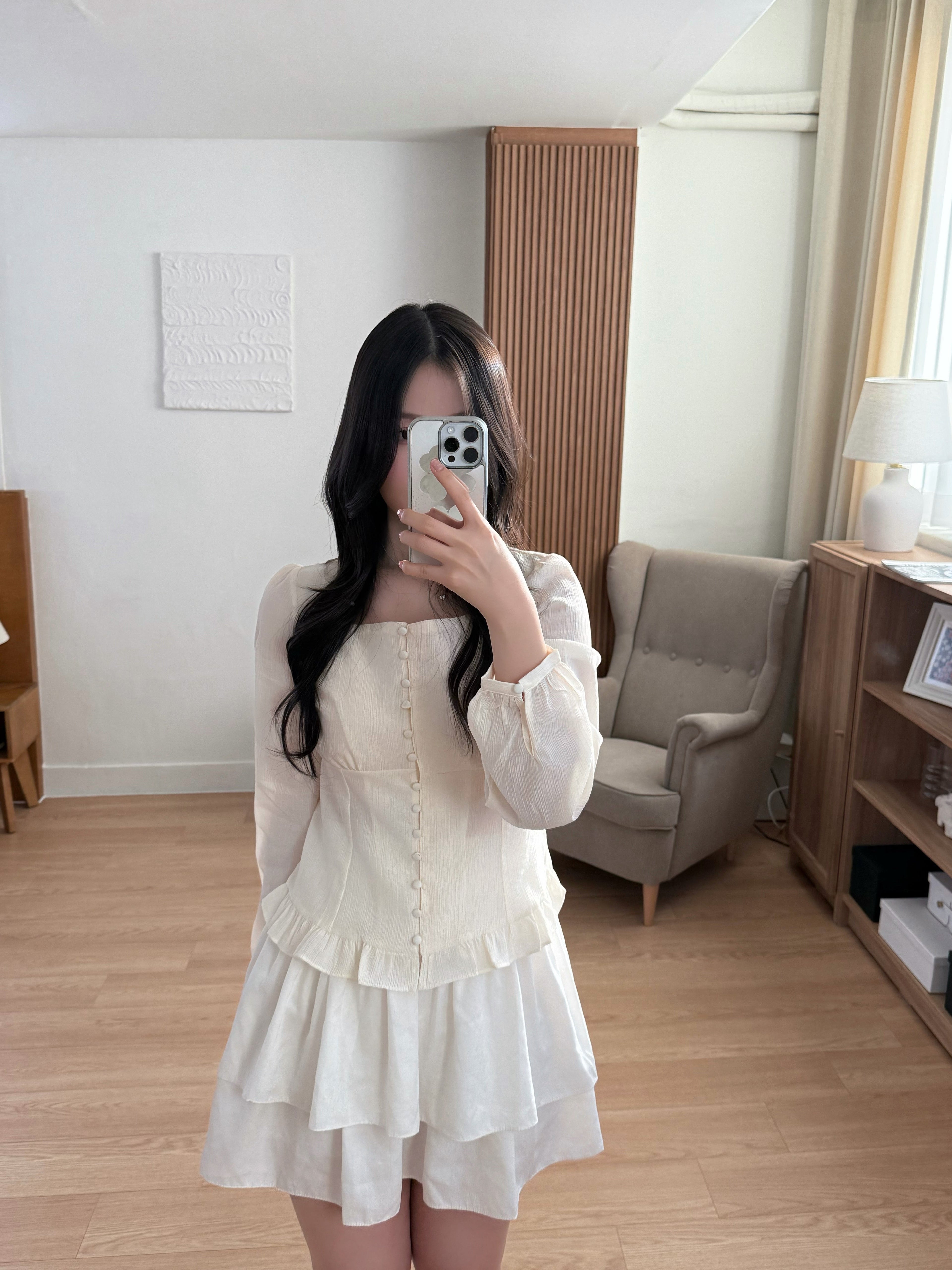 氣質層次感雪紡蛋糕裙 Creamy Layered Ruffle Skirt