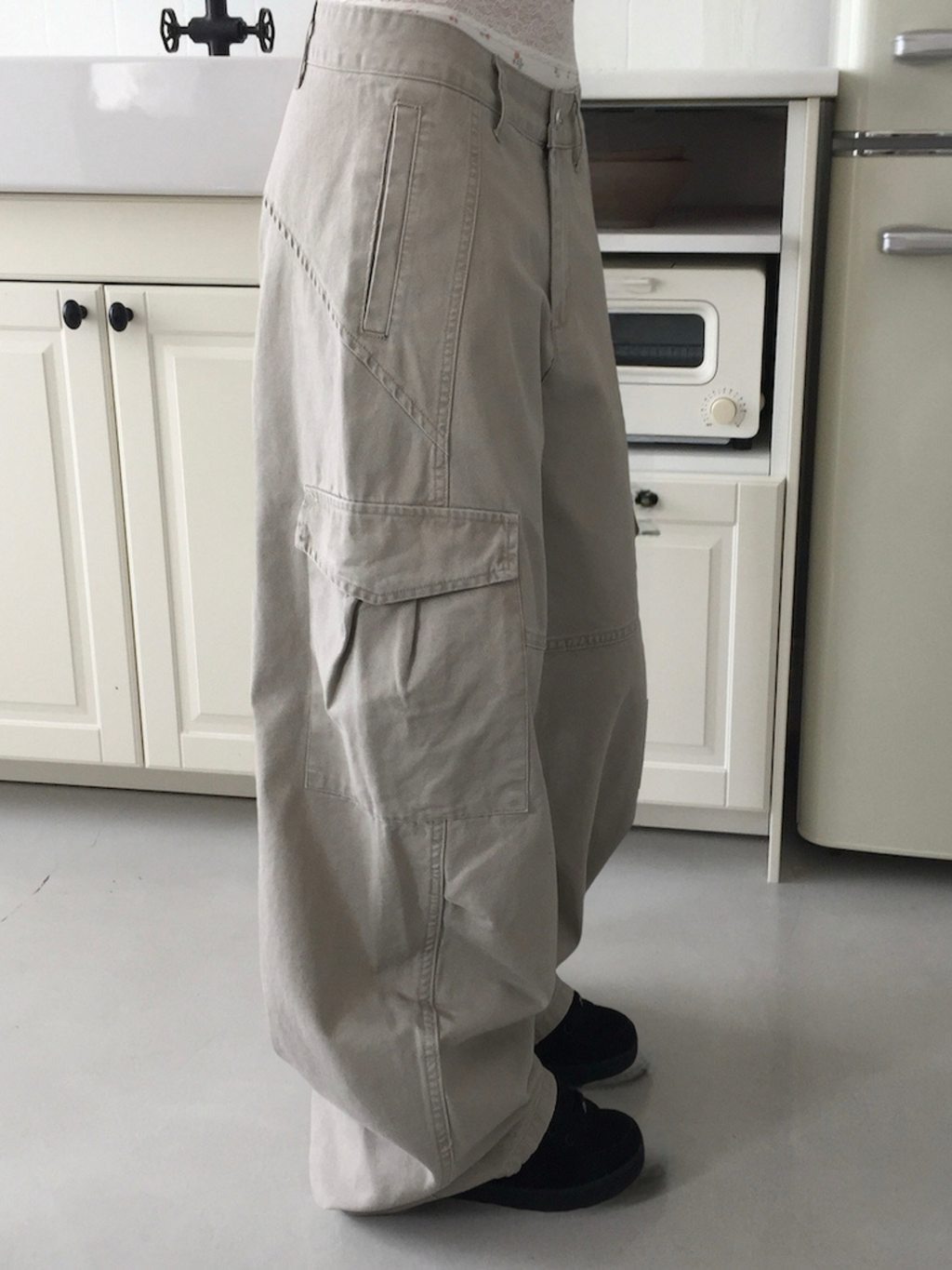 Balloon Wide Cut Cargo Pants ｜復古低腰工裝寬褲