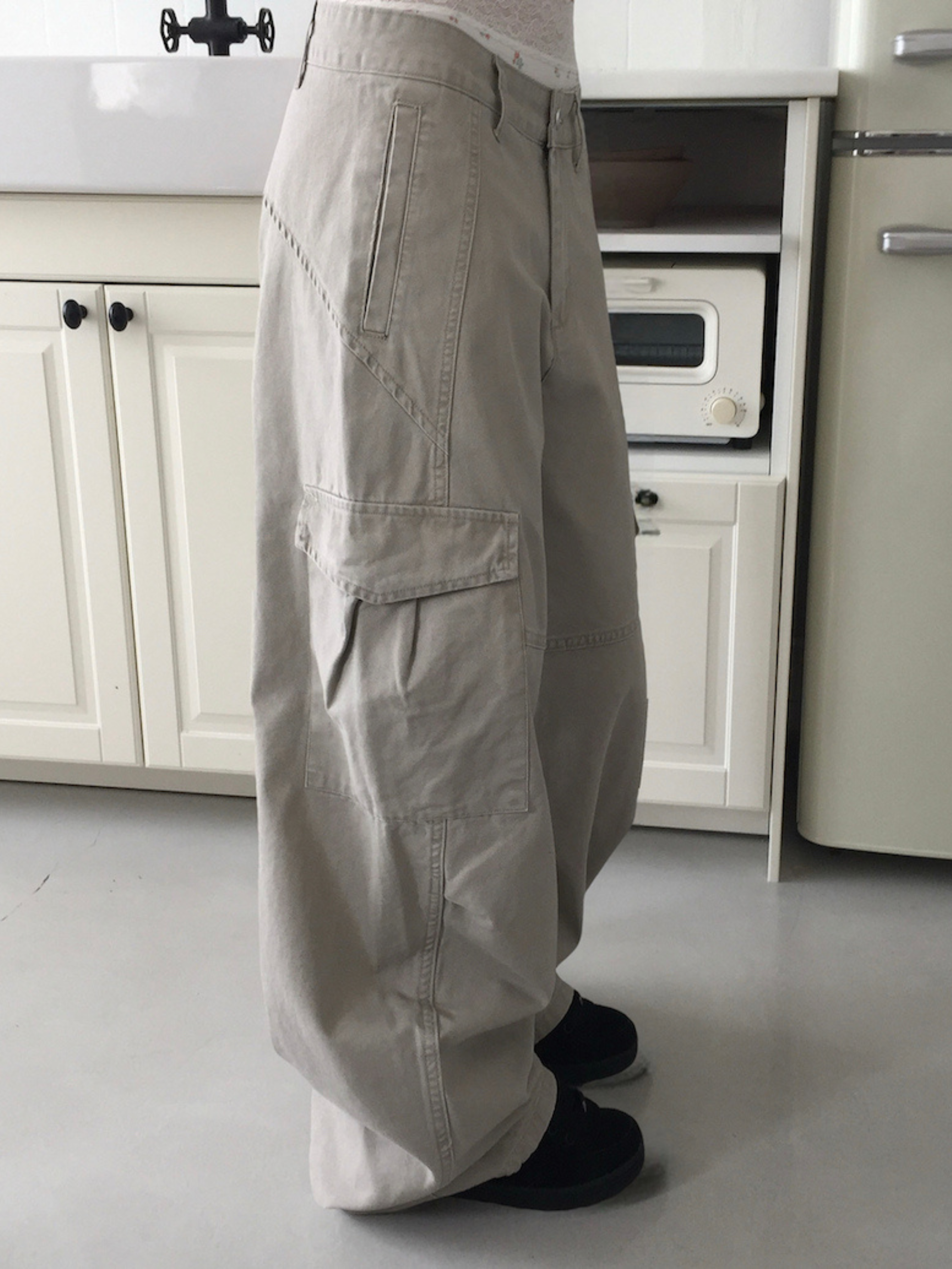 Balloon Wide Cut Cargo Pants ｜復古低腰工裝寬褲