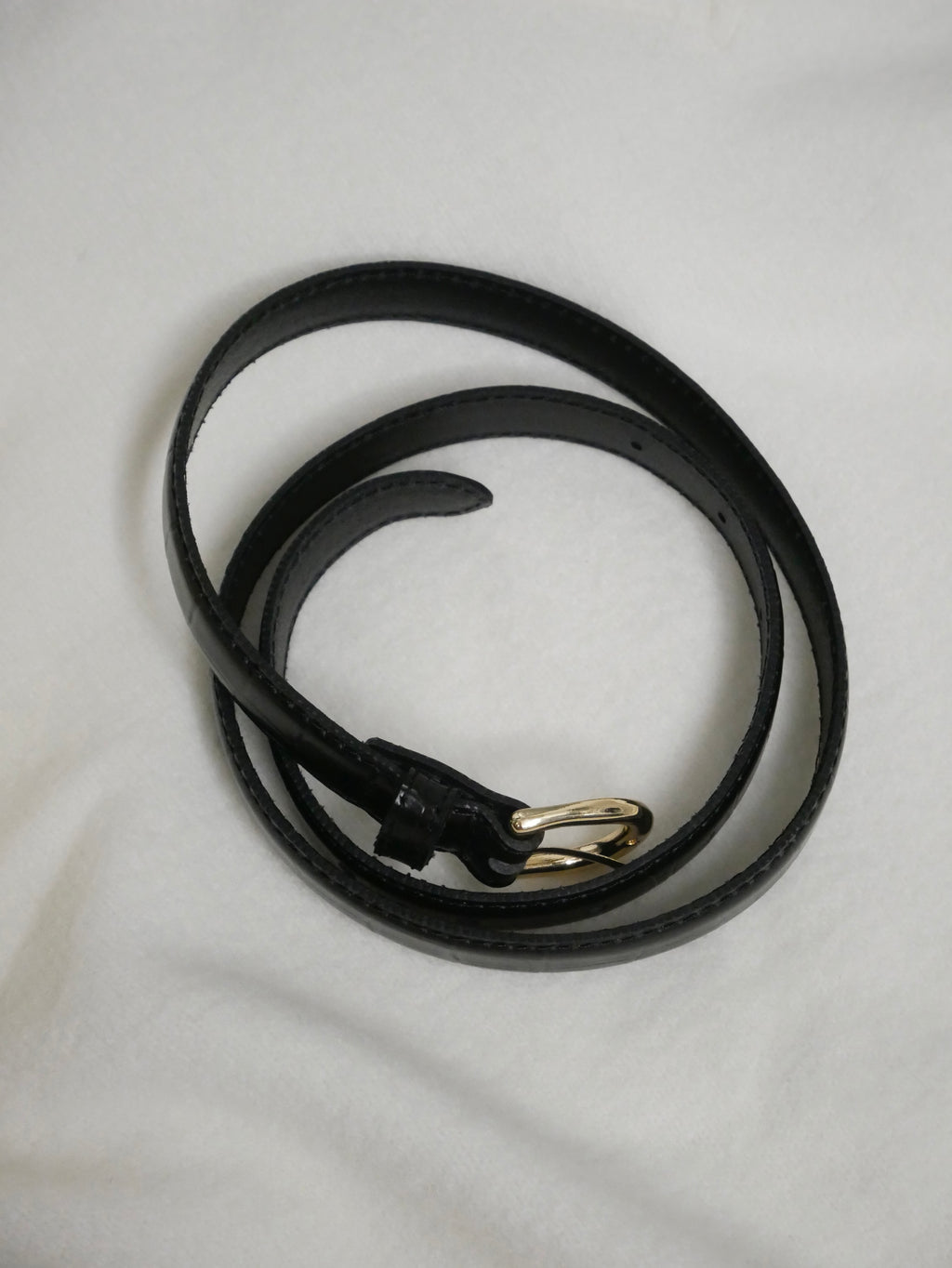 簡約細版皮帶（金扣）Minimal Slim Leather Belt (Gold Buckle)