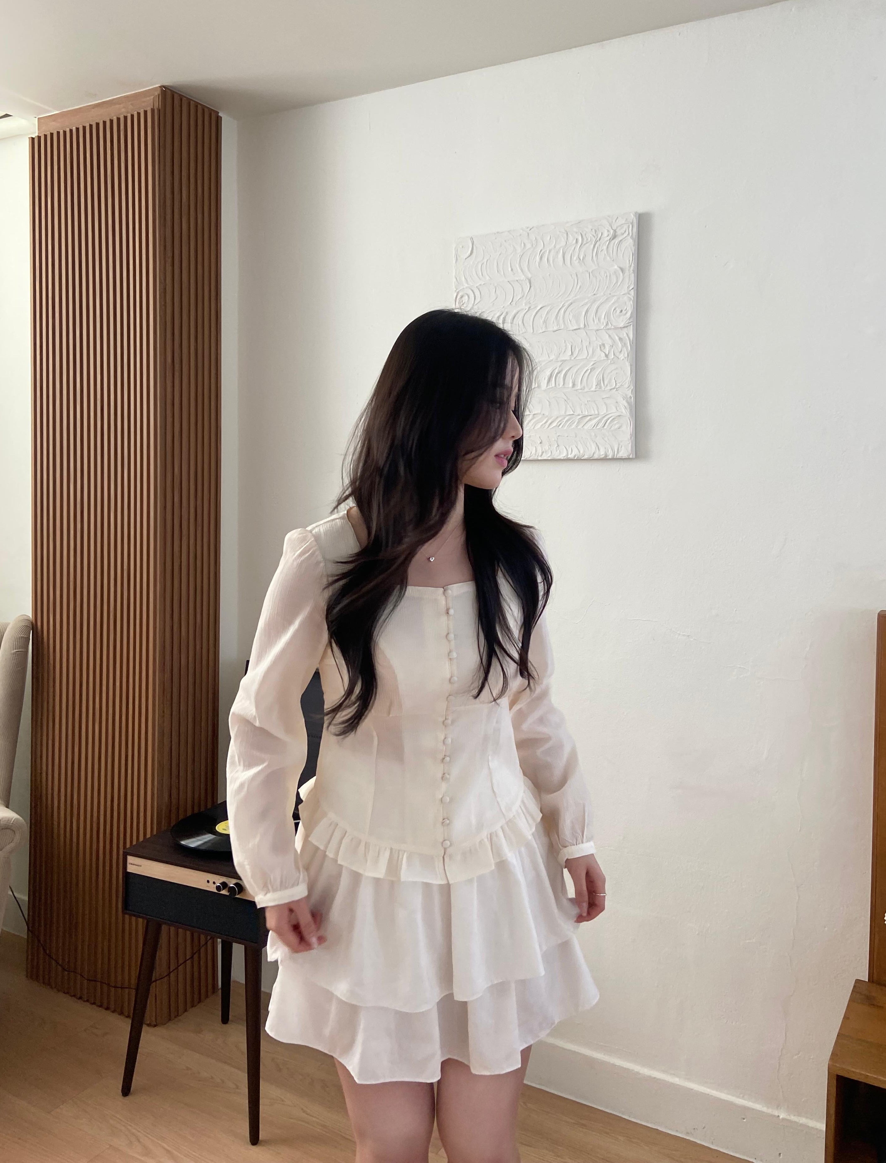 氣質層次感雪紡蛋糕裙 Creamy Layered Ruffle Skirt