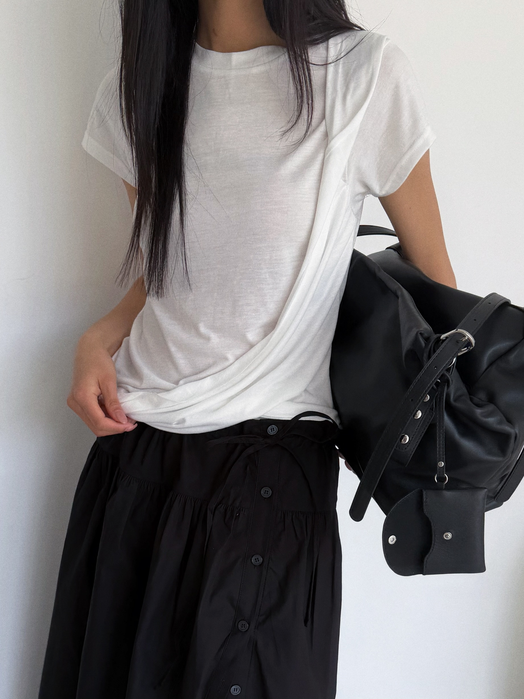 Layered Wrap Top | 慵懶交疊短袖Top⊹ ࣪ ˖