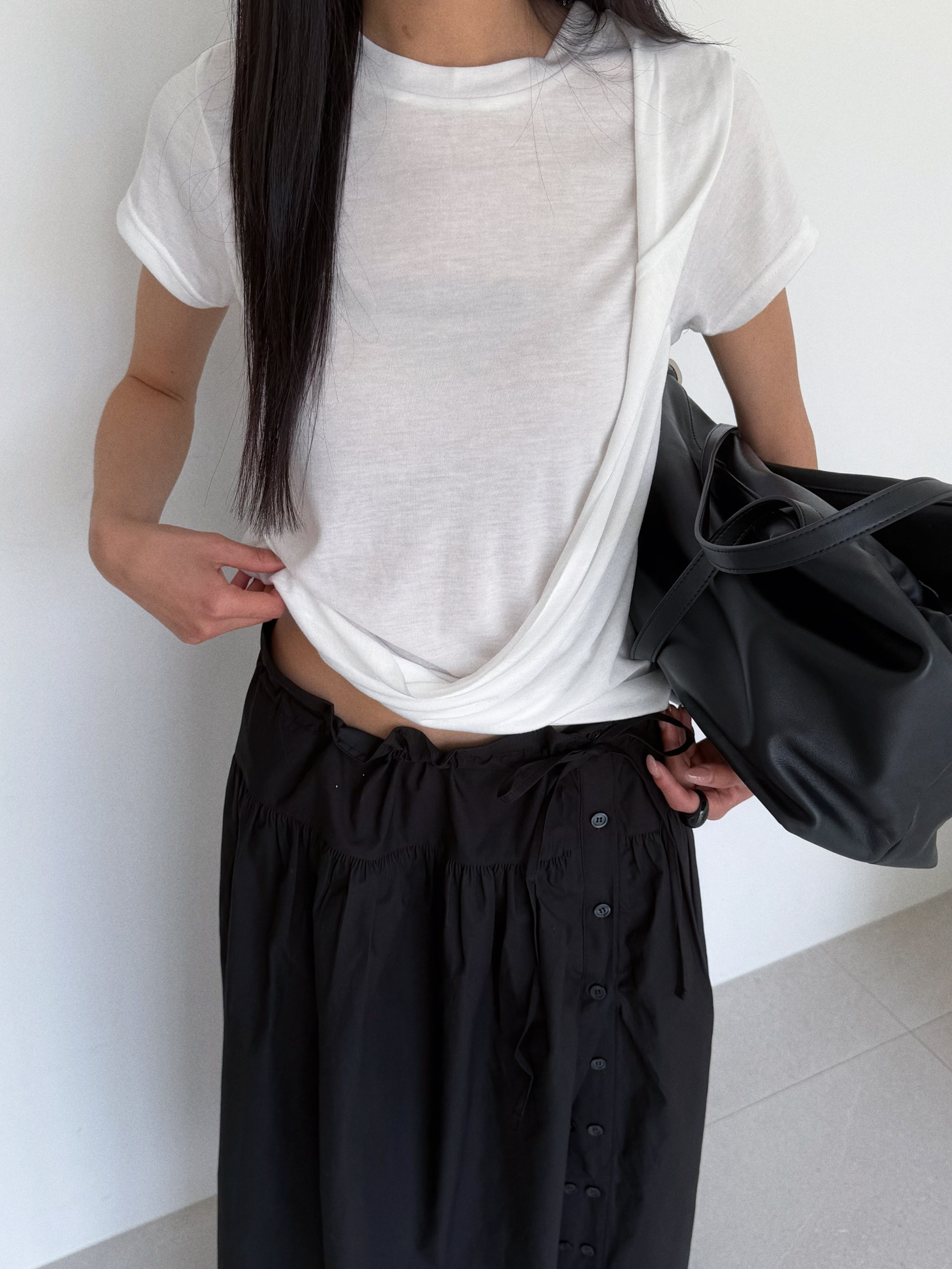 Layered Wrap Top | 慵懶交疊短袖Top⊹ ࣪ ˖