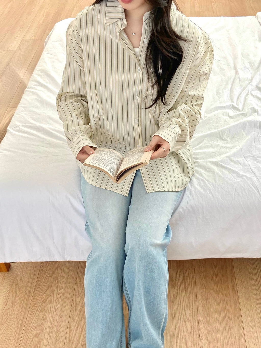 (兩色)隨性直間條寬鬆恤衫 Relaxed Fit Striped Shirt