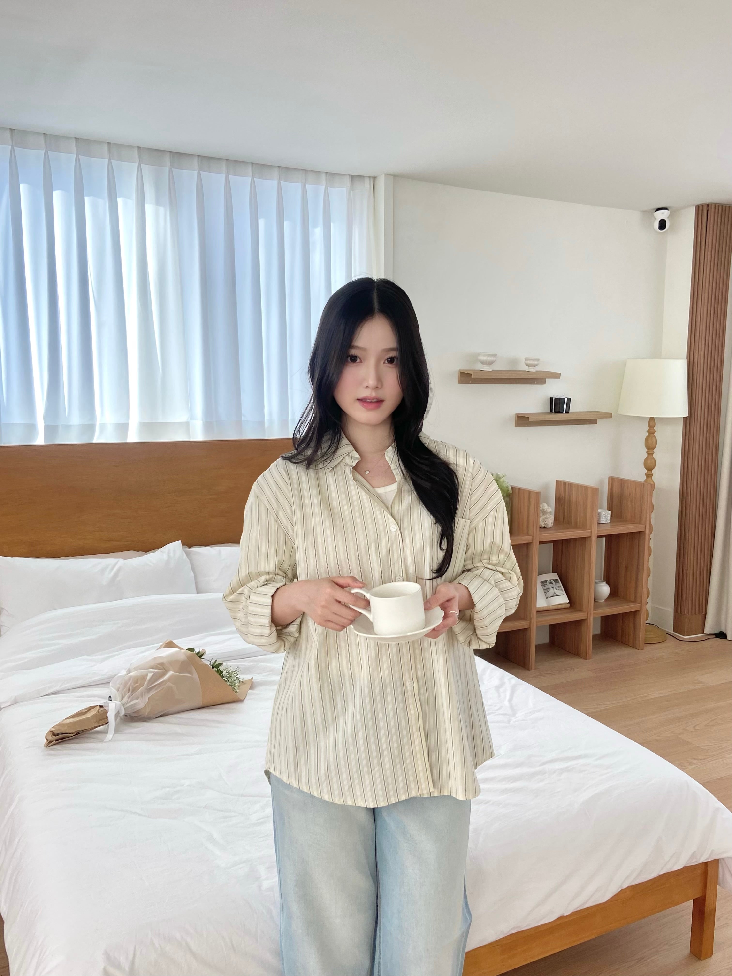 (兩色)隨性直間條寬鬆恤衫 Relaxed Fit Striped Shirt