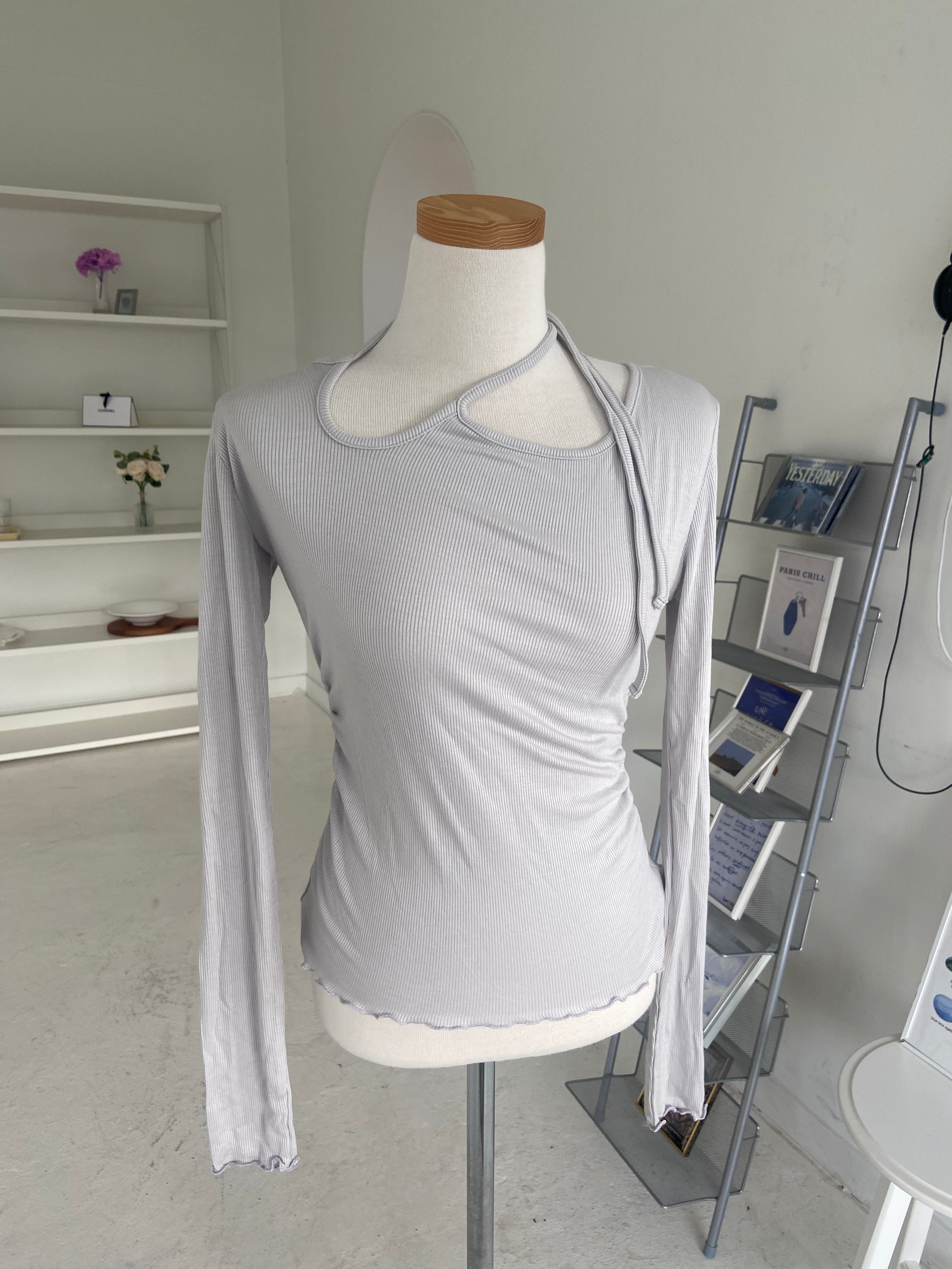 【輕薄質地】設計感鏤空不對稱top Asymmetric Tie Detail Top