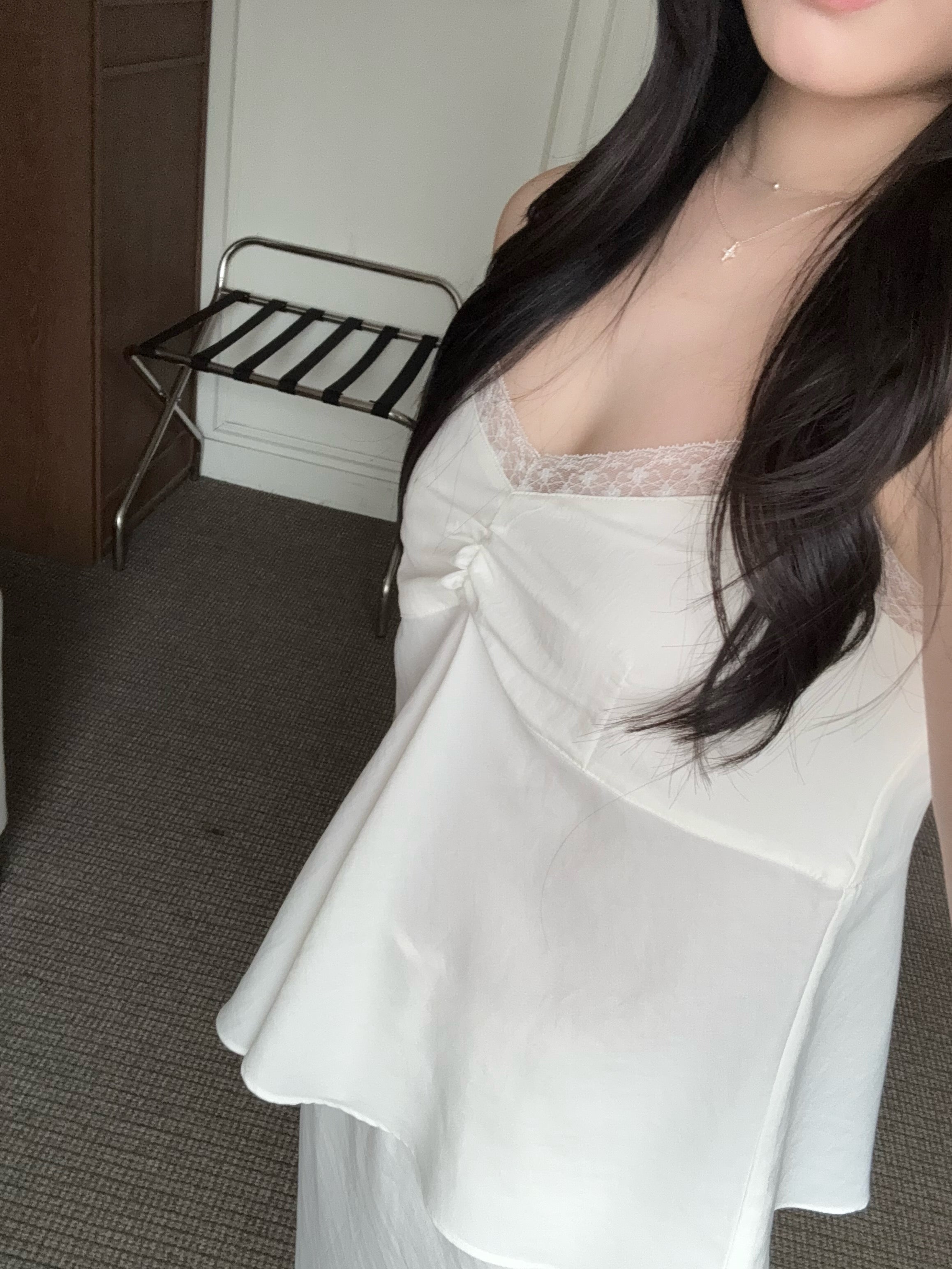 氣質溫柔lace背心長裙set | Pure White Lace Satin Two-piece Set