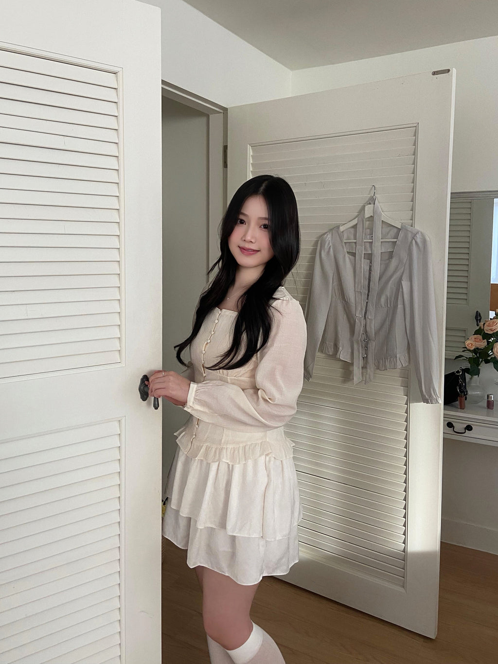 氣質層次感雪紡蛋糕裙 Creamy Layered Ruffle Skirt