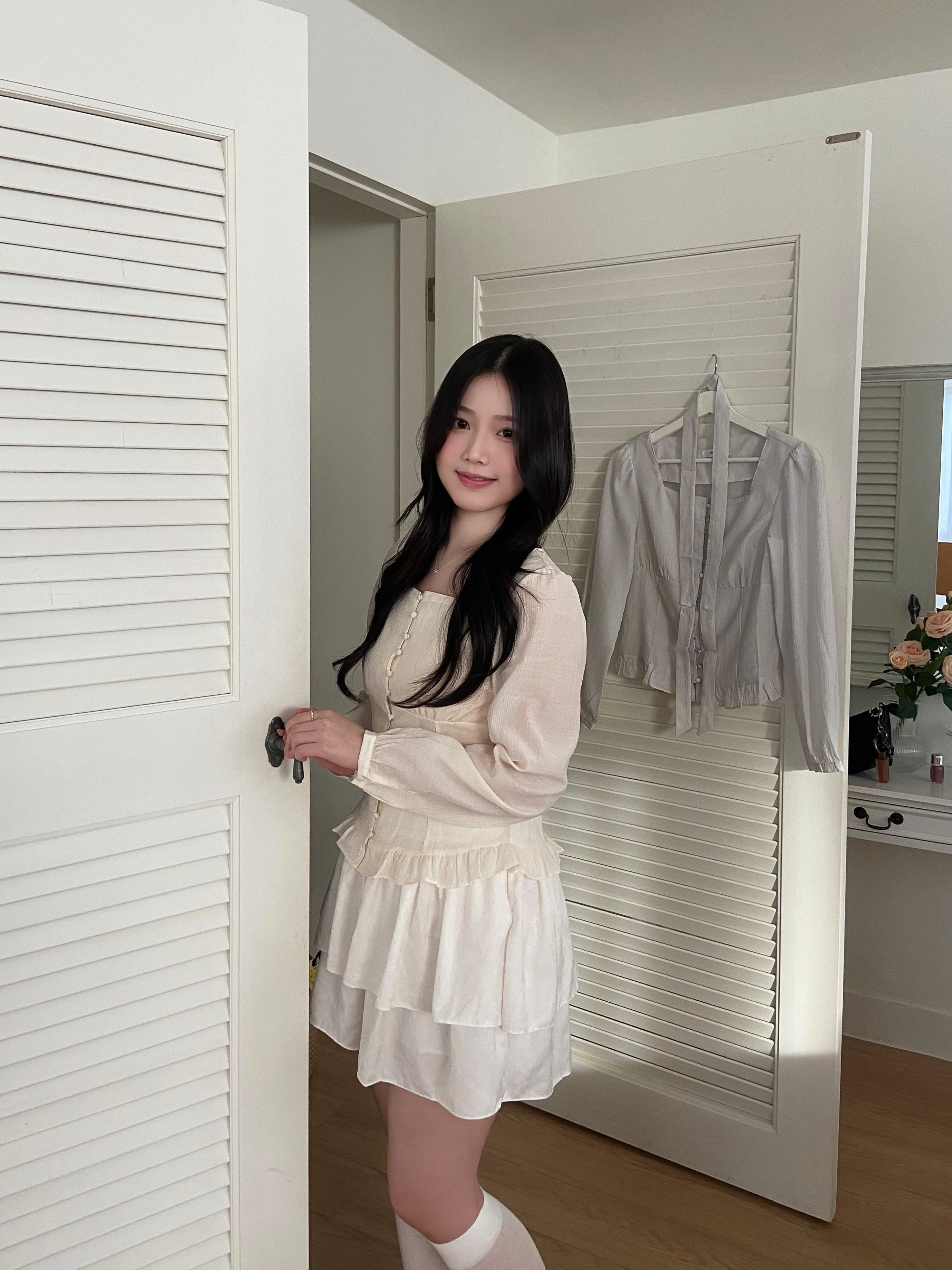 氣質層次感雪紡蛋糕裙 Creamy Layered Ruffle Skirt