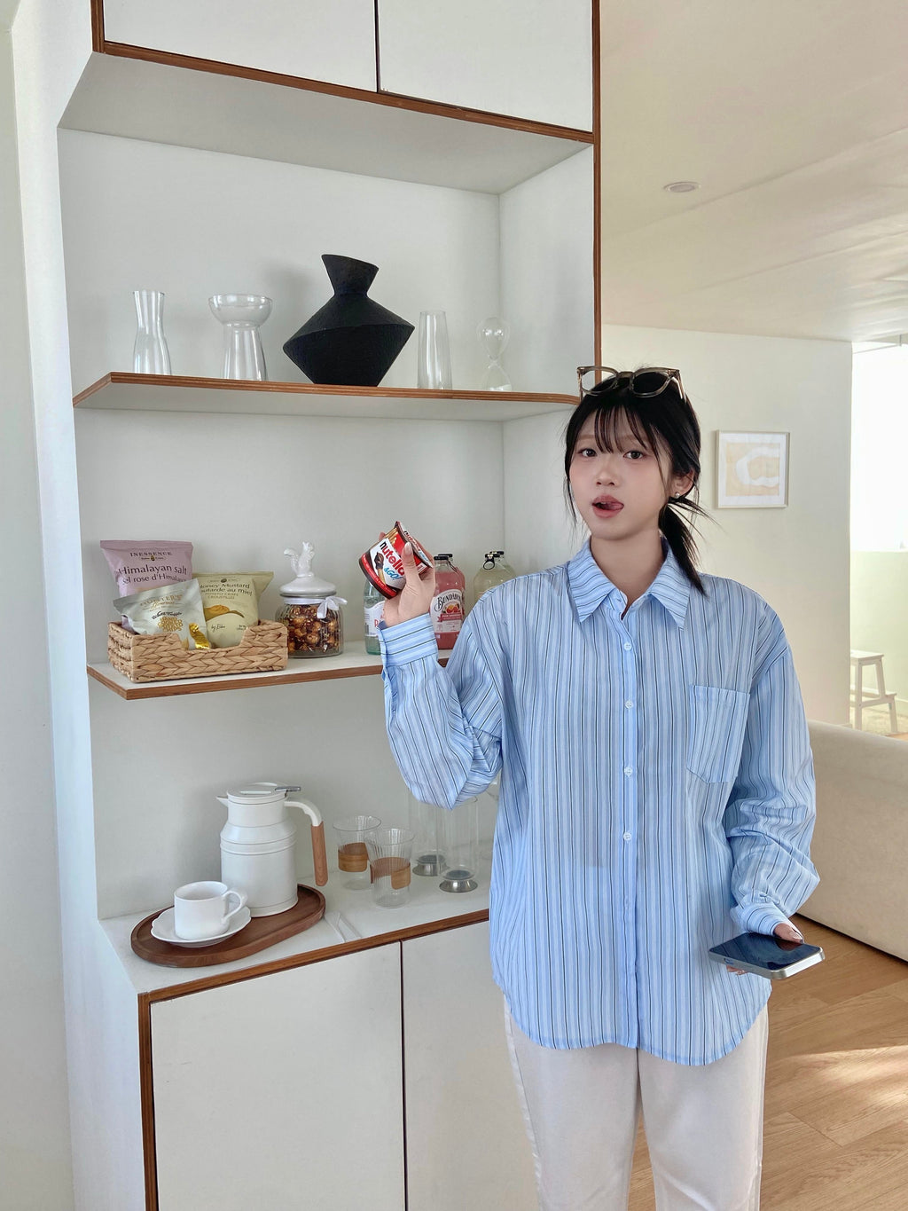 (兩色)隨性直間條寬鬆恤衫 Relaxed Fit Striped Shirt