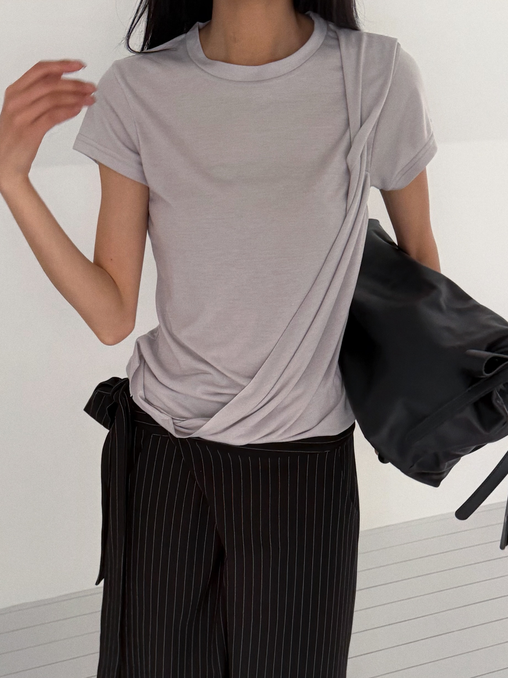 Layered Wrap Top | 慵懶交疊短袖Top⊹ ࣪ ˖