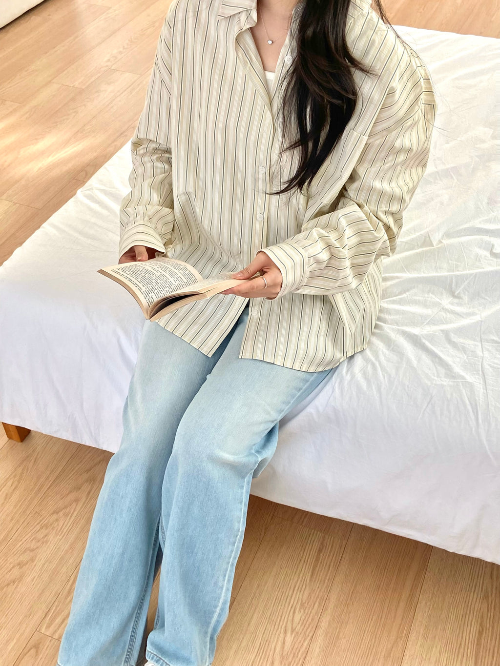 (兩色)隨性直間條寬鬆恤衫 Relaxed Fit Striped Shirt