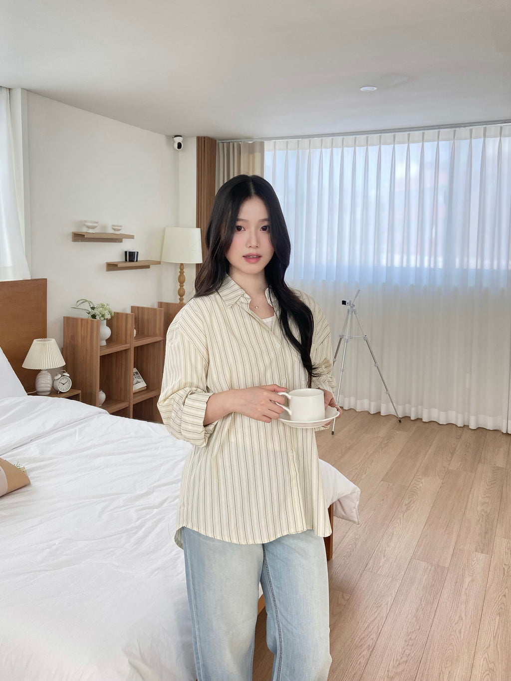 (兩色)隨性直間條寬鬆恤衫 Relaxed Fit Striped Shirt