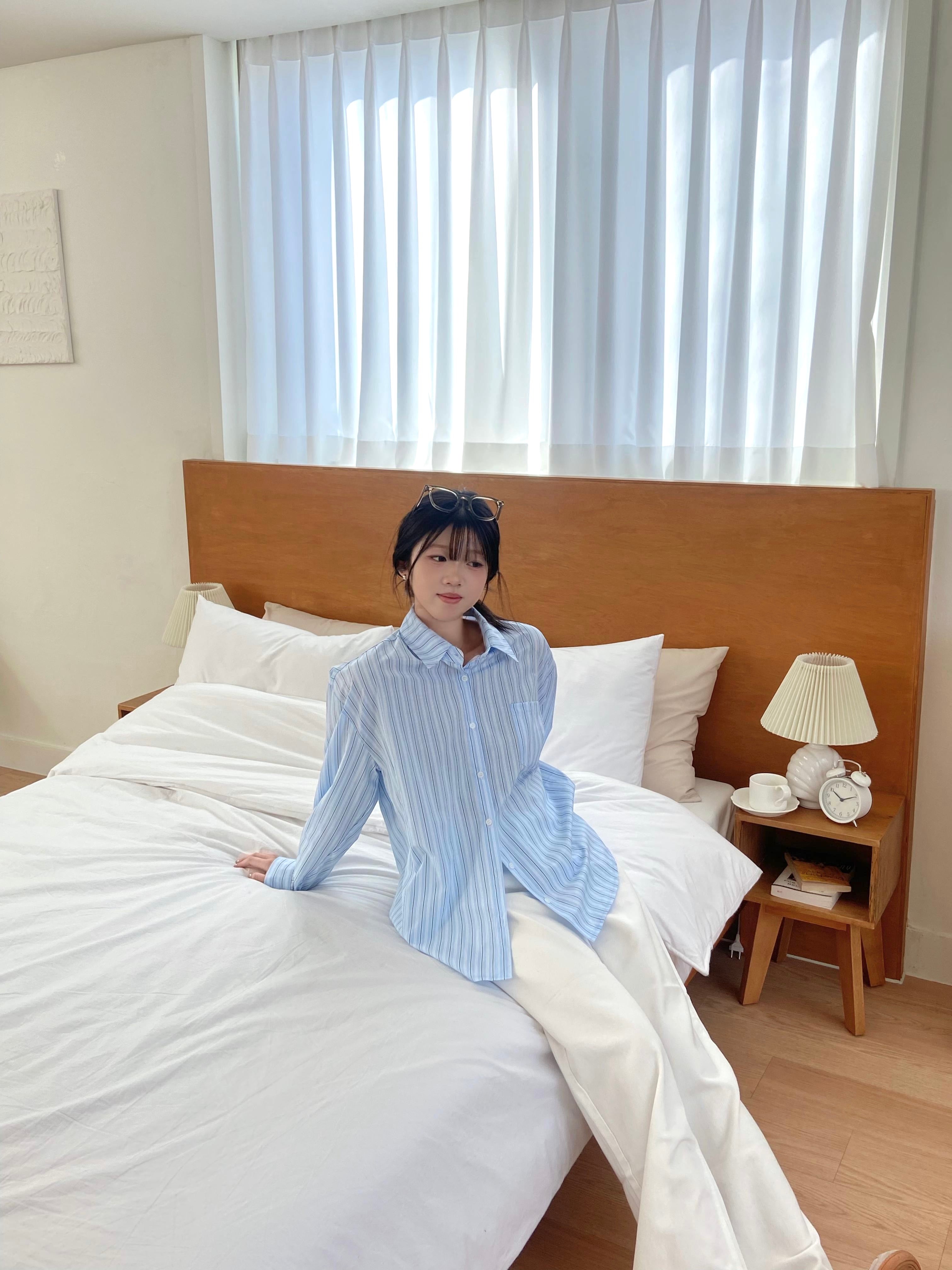 (兩色)隨性直間條寬鬆恤衫 Relaxed Fit Striped Shirt