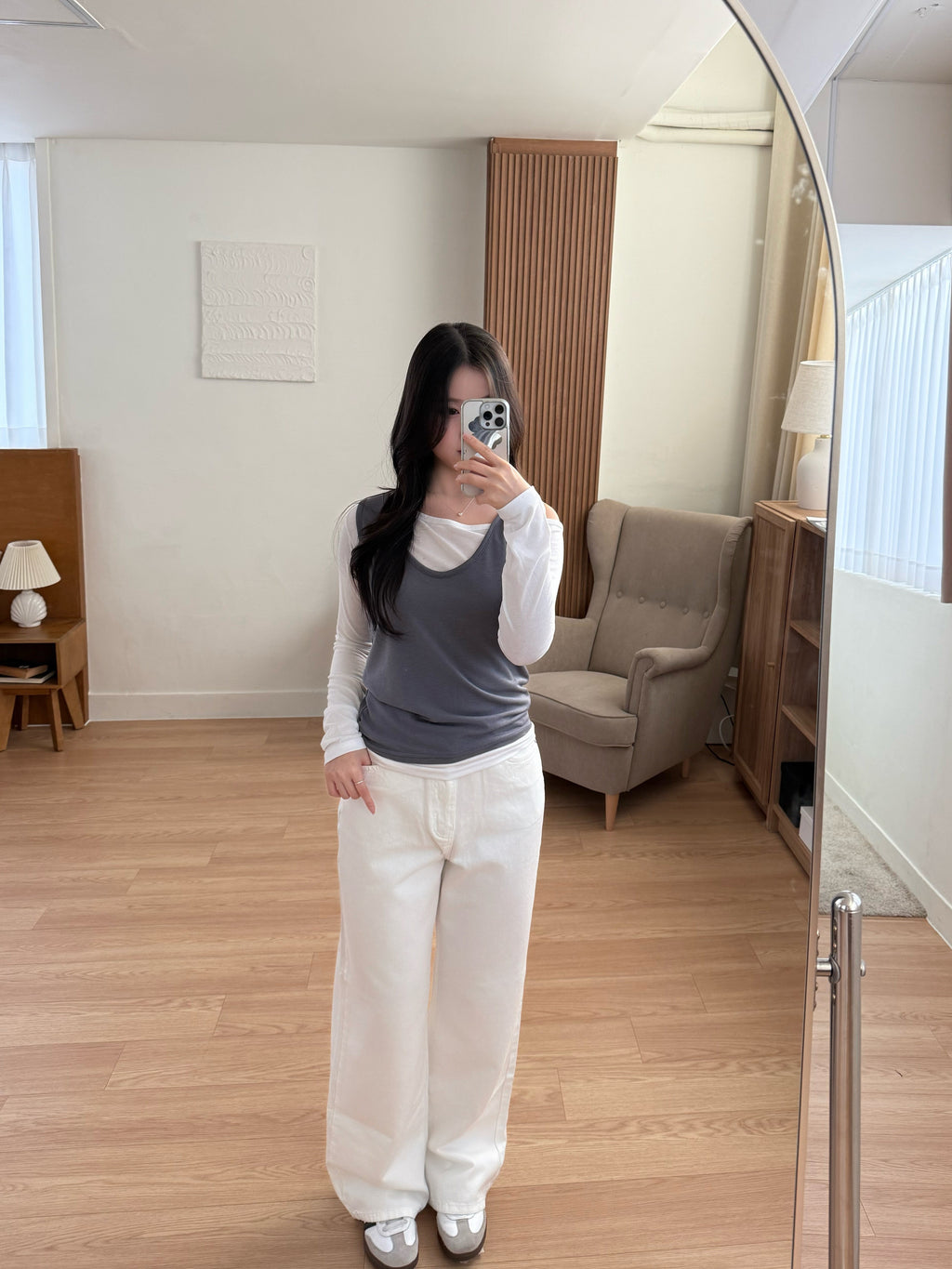 (超舒服!)輕薄露肩打底＋背心set  Lightweight Off-Shoulder Layered Vest Set