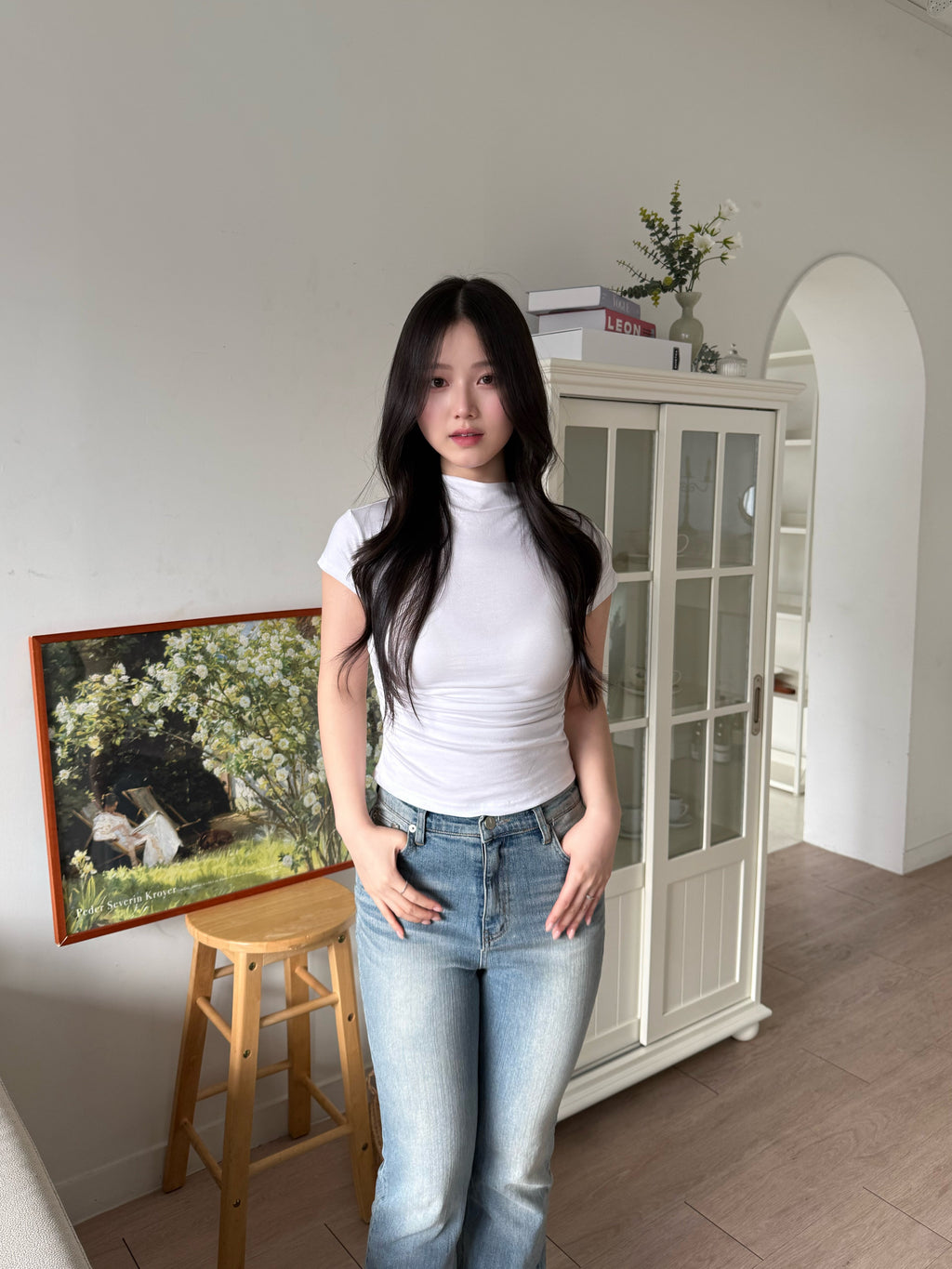 韓系半高領修身top Slim Mock Neck Top