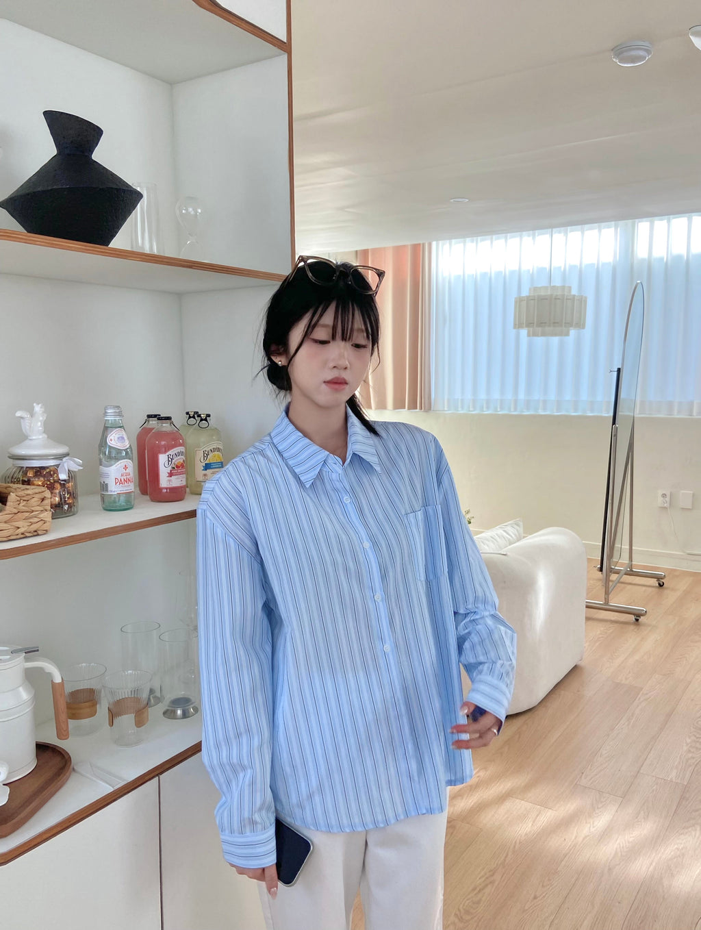 (兩色)隨性直間條寬鬆恤衫 Relaxed Fit Striped Shirt