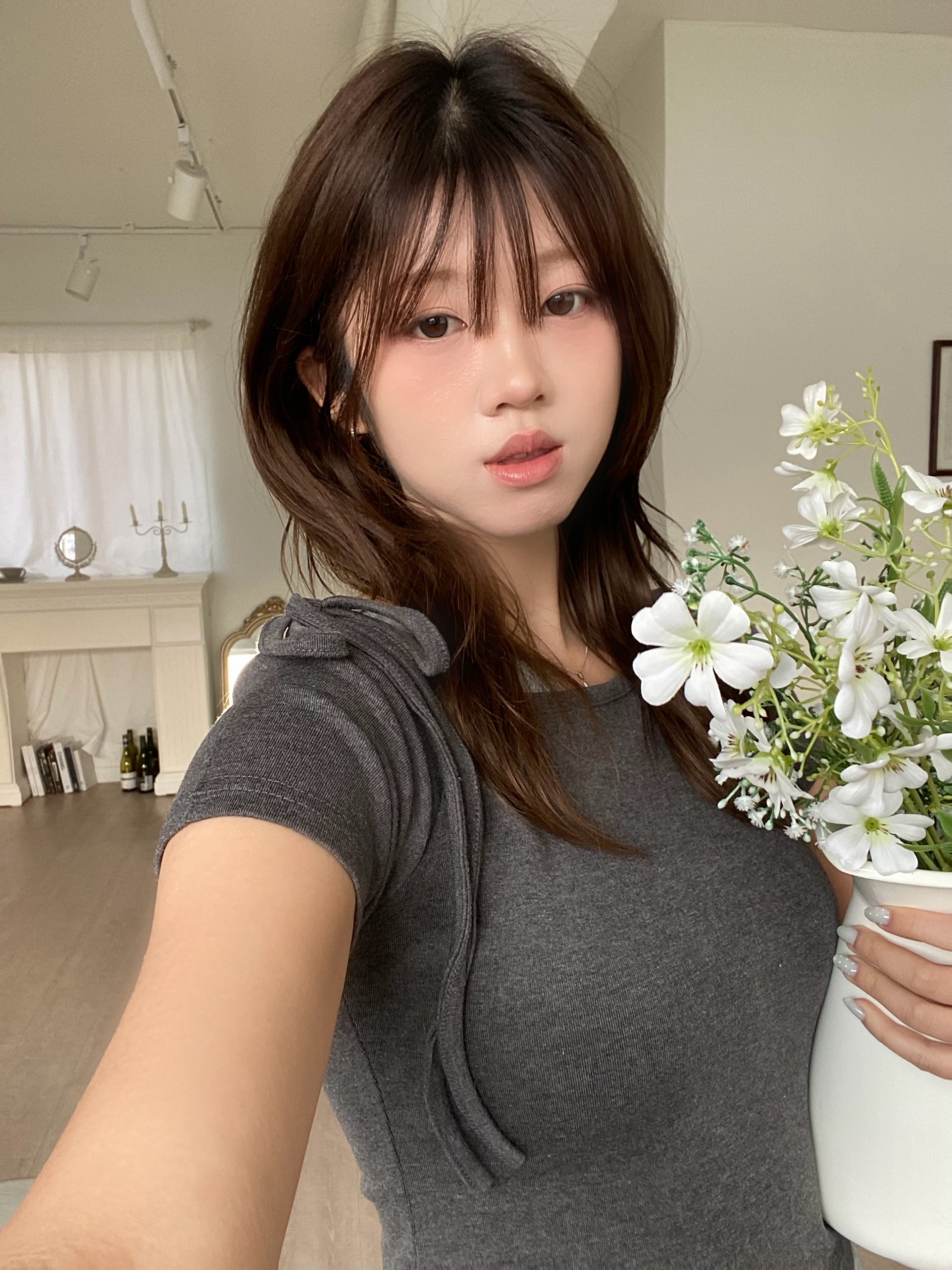 日常撞色拼接假兩件top Casual  Contrast Layered Bow Top