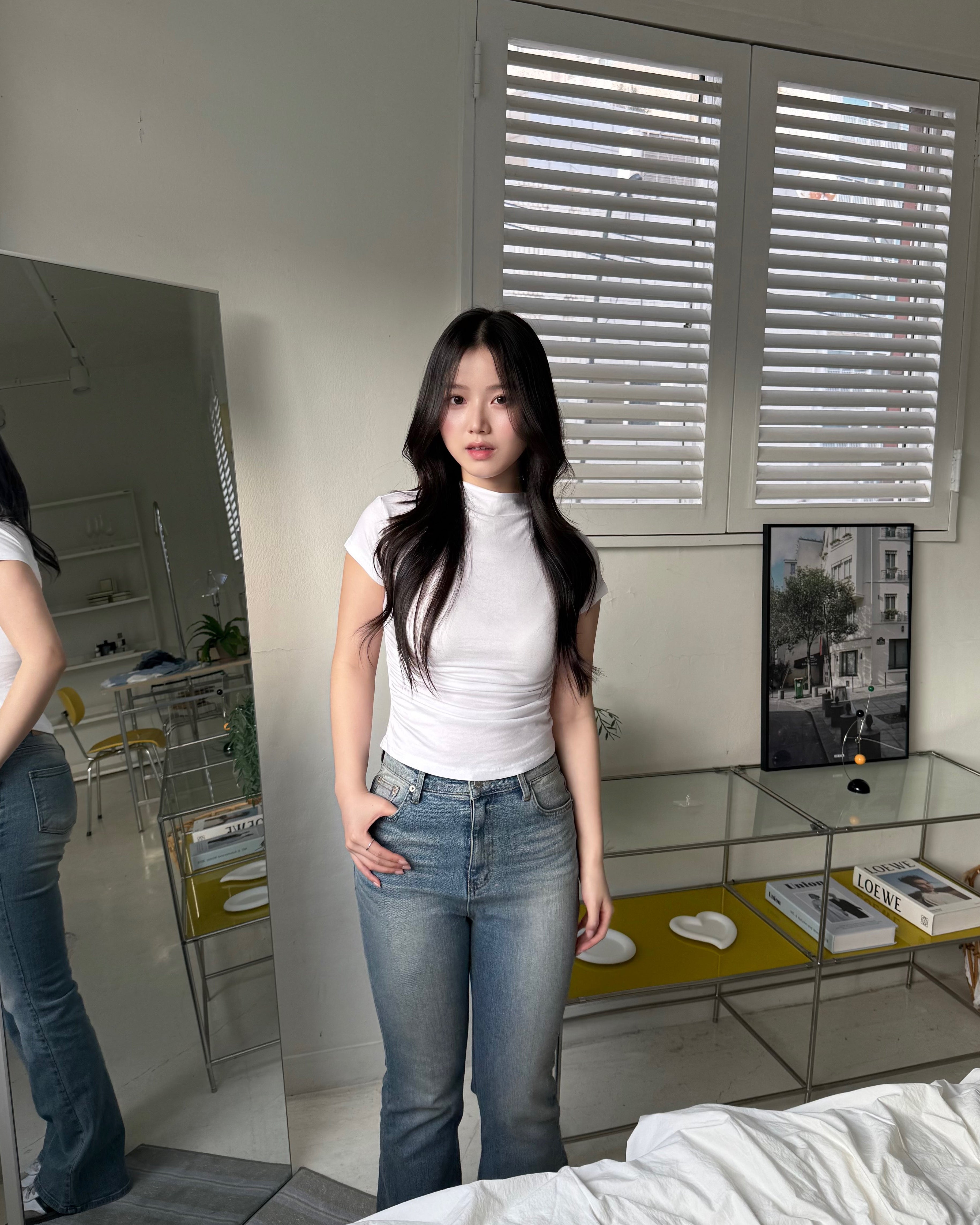 韓系半高領修身top Slim Mock Neck Top