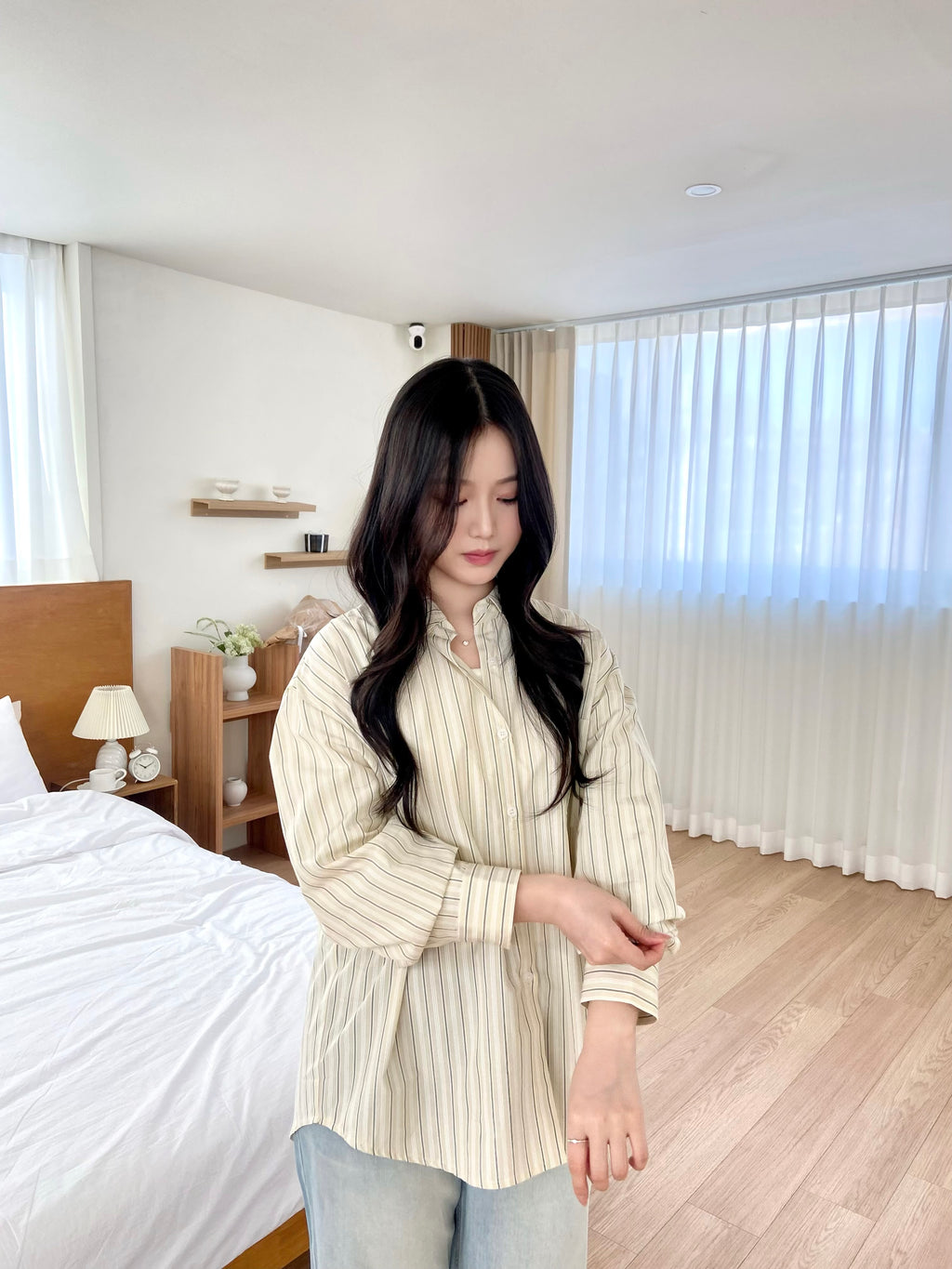 (兩色)隨性直間條寬鬆恤衫 Relaxed Fit Striped Shirt