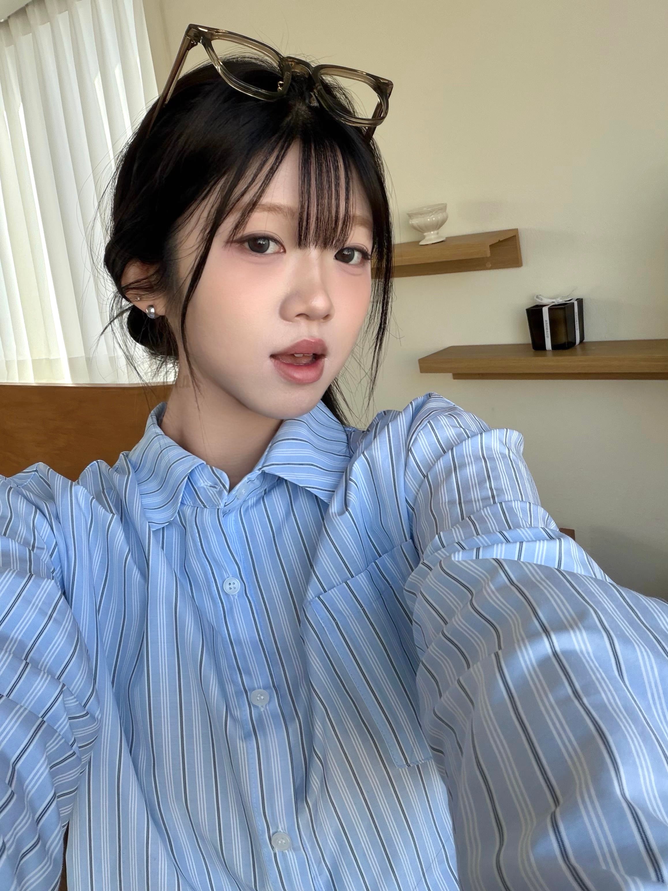 (兩色)隨性直間條寬鬆恤衫 Relaxed Fit Striped Shirt