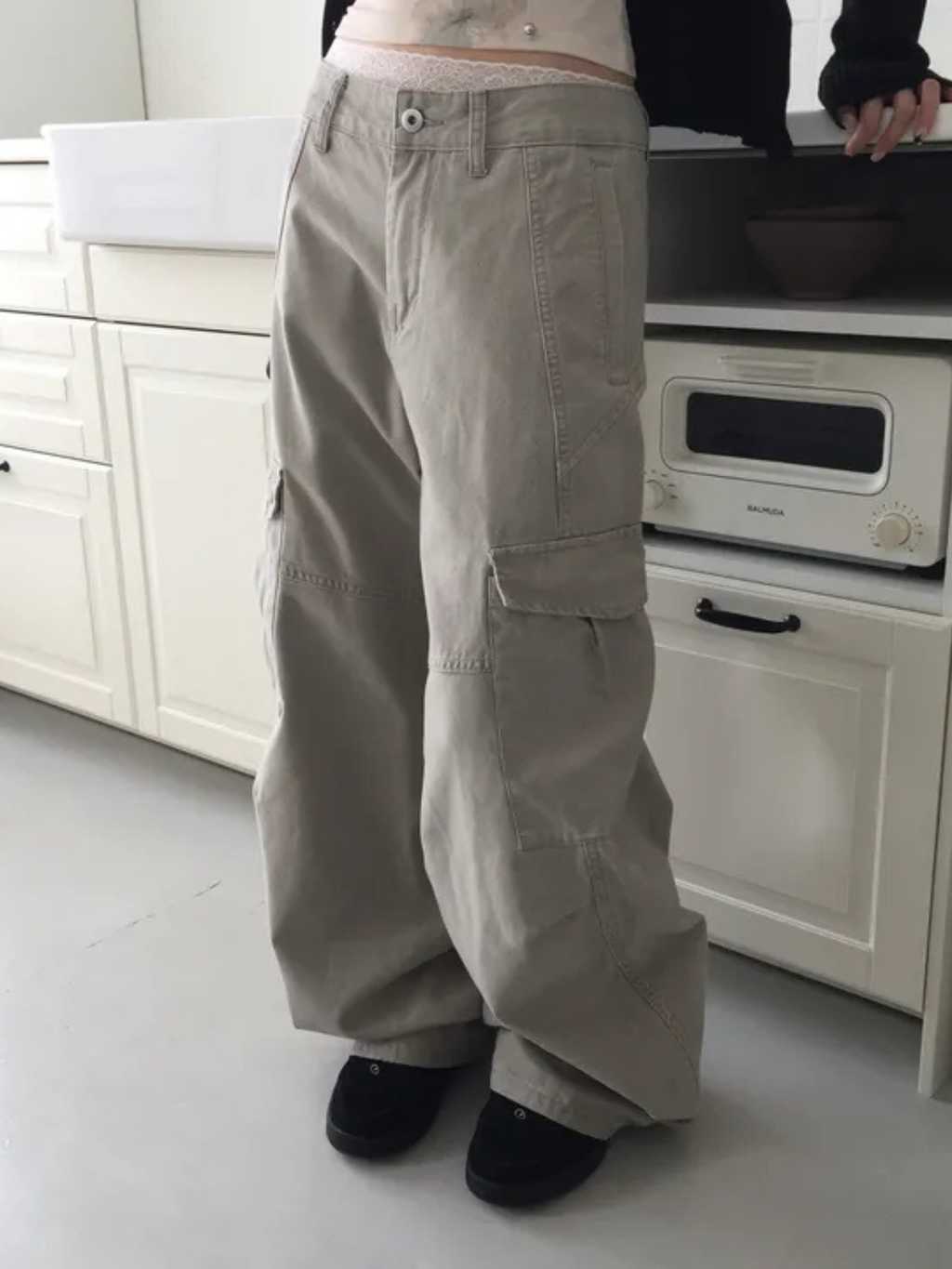 Balloon Wide Cut Cargo Pants ｜復古低腰工裝寬褲