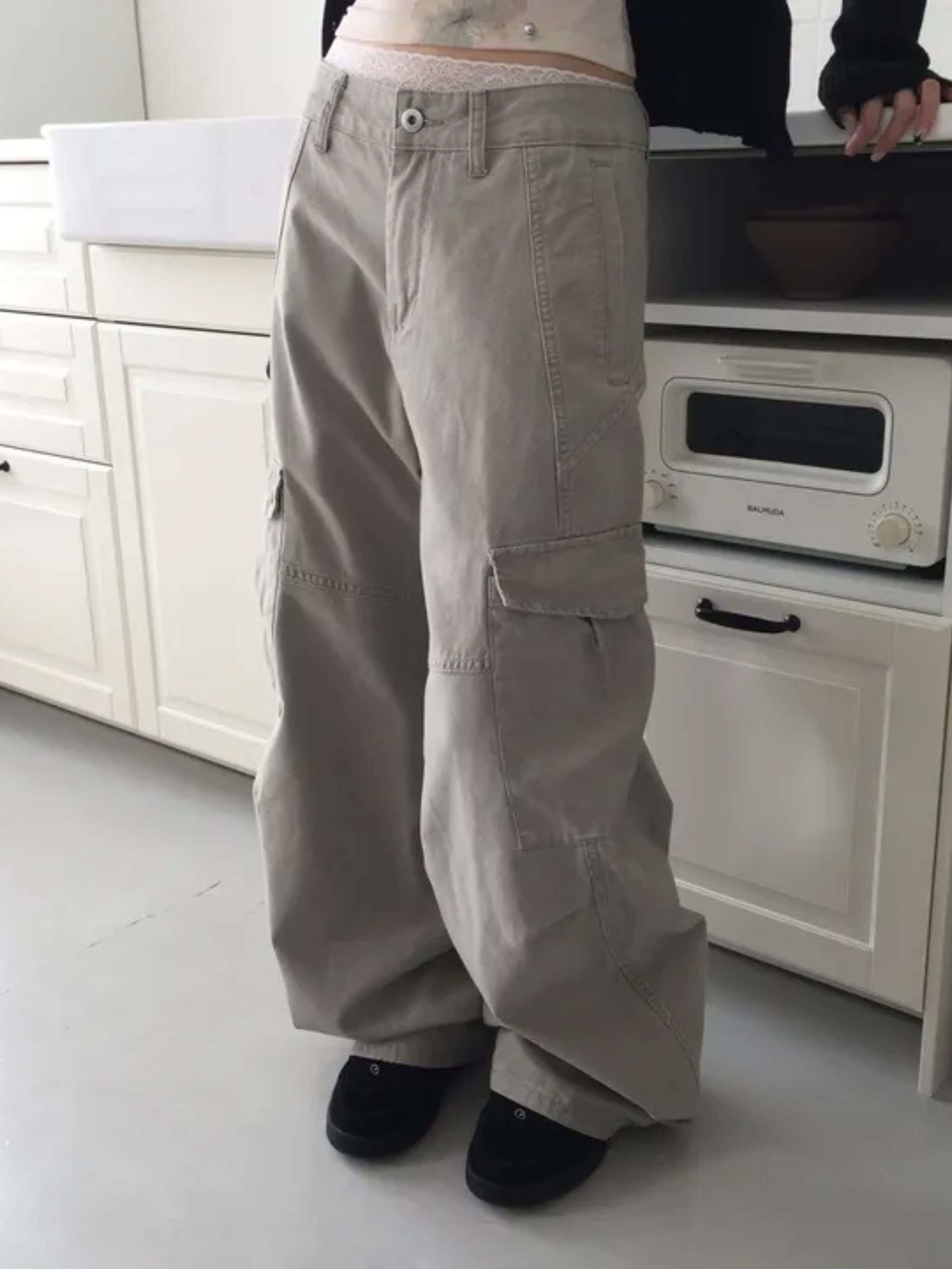 Balloon Wide Cut Cargo Pants ｜復古低腰工裝寬褲