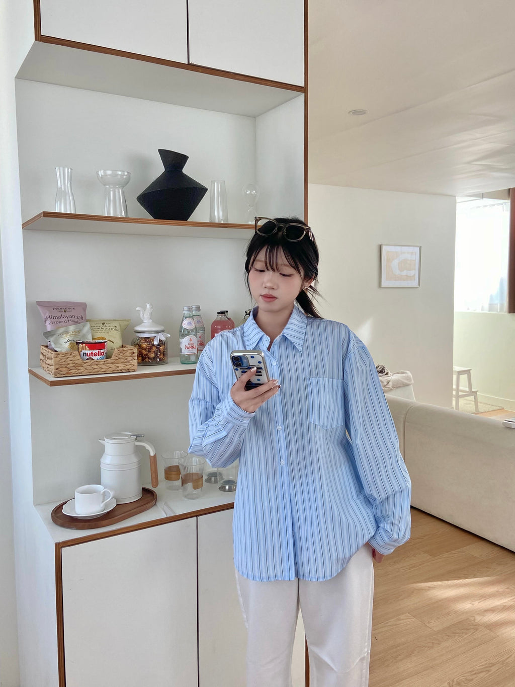 (兩色)隨性直間條寬鬆恤衫 Relaxed Fit Striped Shirt