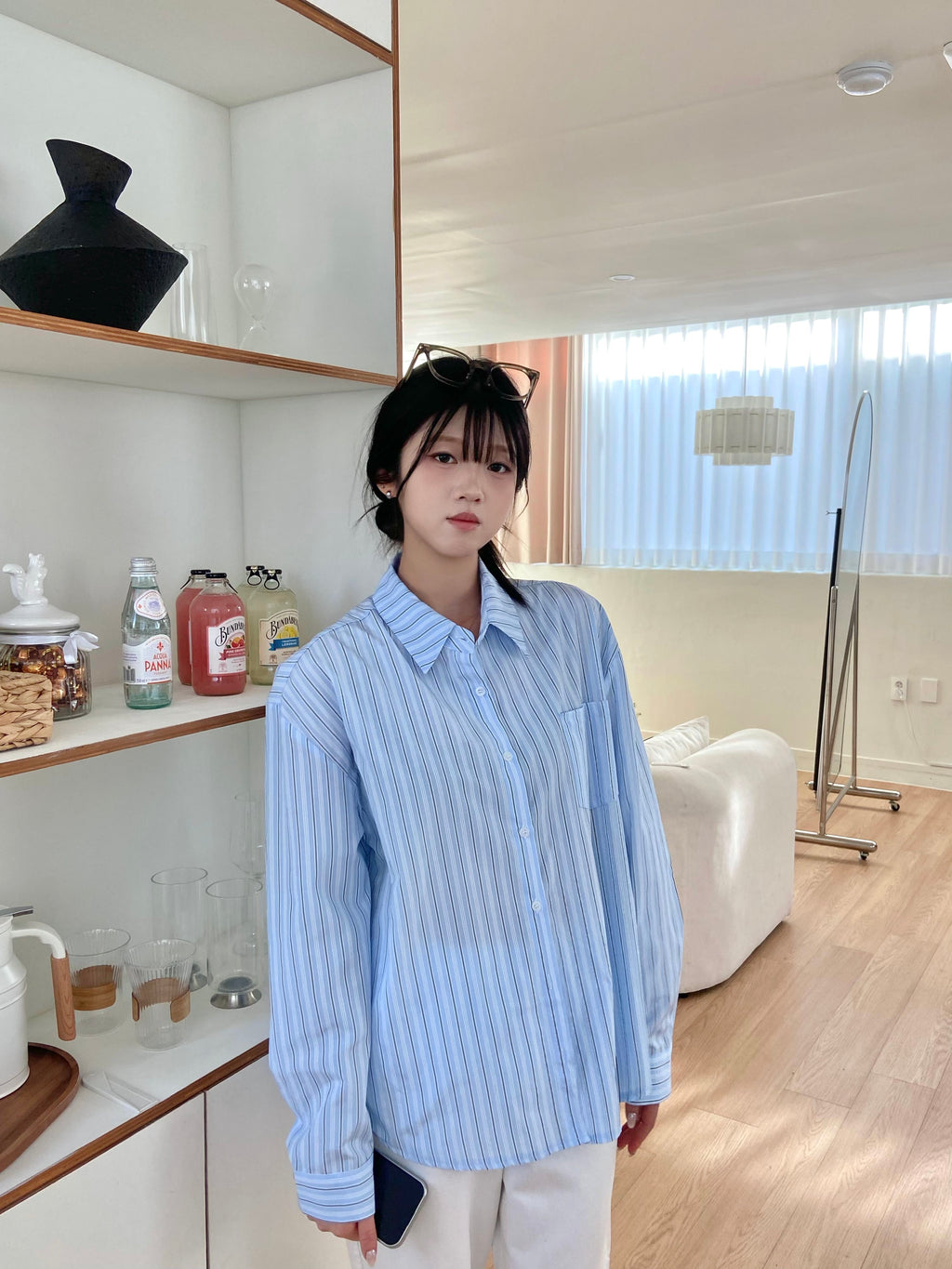 (兩色)隨性直間條寬鬆恤衫 Relaxed Fit Striped Shirt
