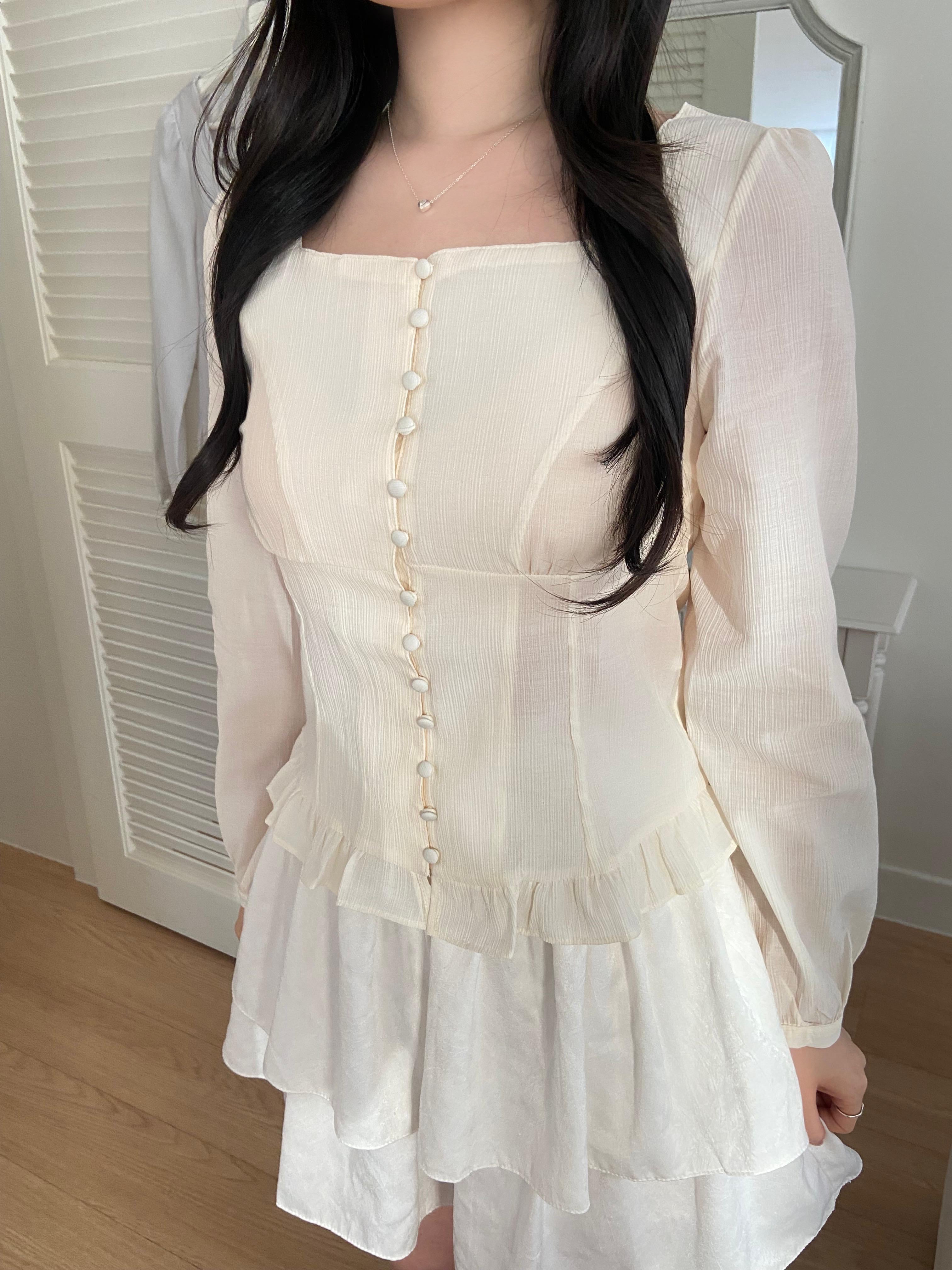 氣質層次感雪紡蛋糕裙 Creamy Layered Ruffle Skirt