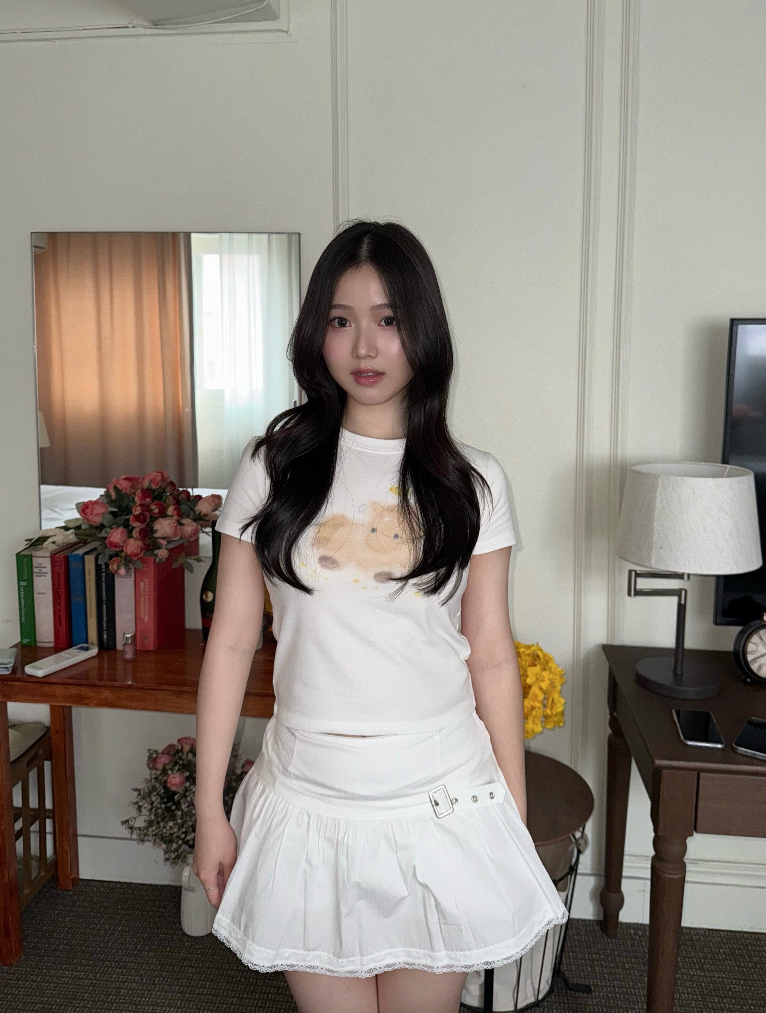 皮帶蛋糕短裙 | Belted Tiered Skirt Set