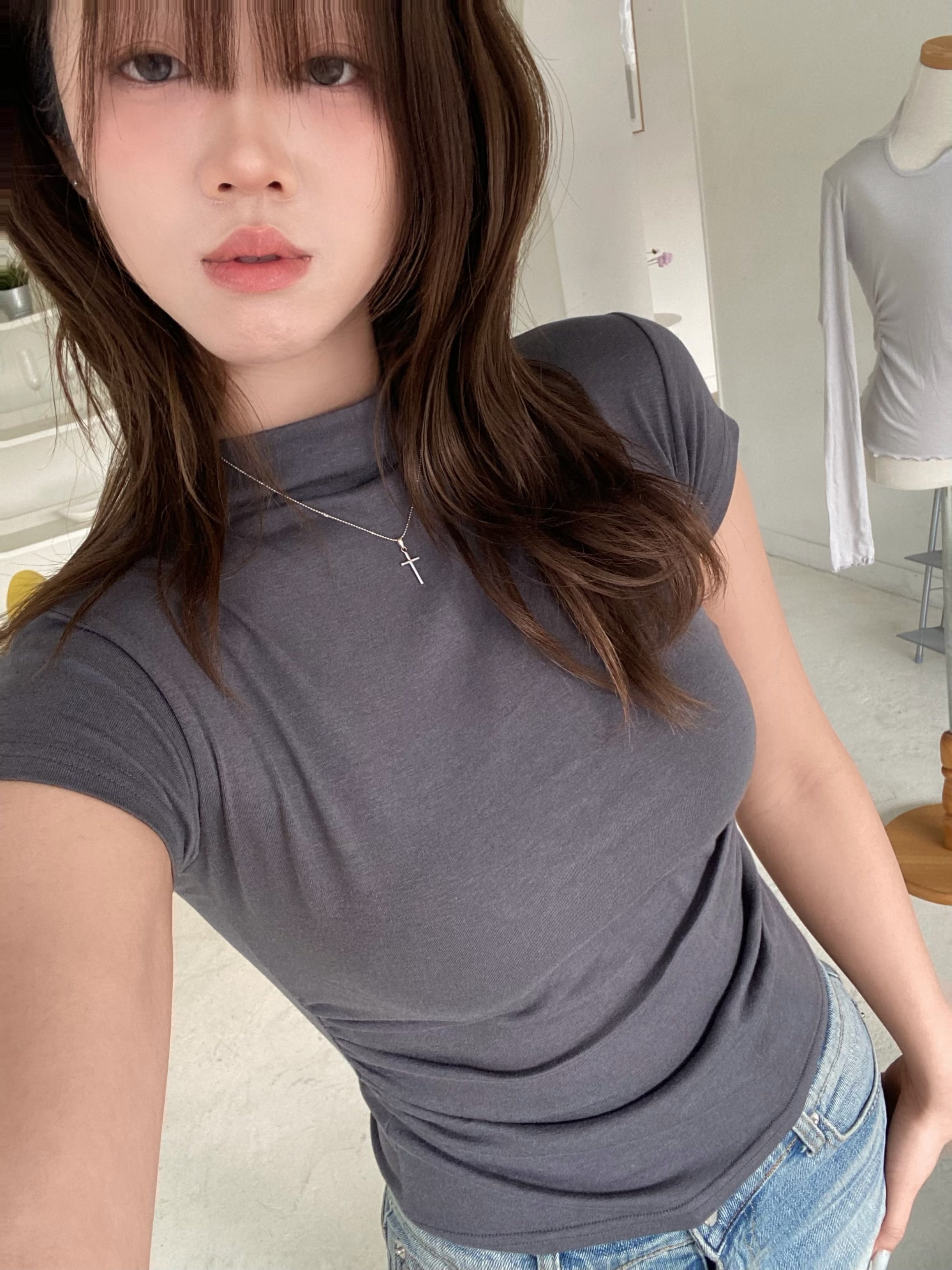 韓系半高領修身top Slim Mock Neck Top