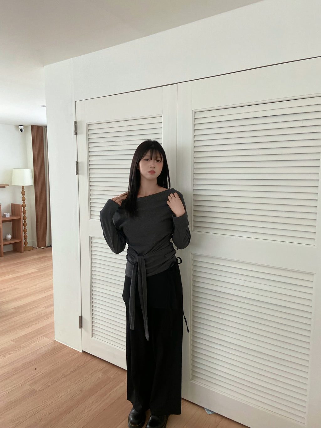 (店主自留!)一字膊垂墜綁帶收腰top Off- Shoulder Draped Tie-Detail Top