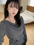 (店主自留!)一字膊垂墜綁帶收腰top Off- Shoulder Draped Tie-Detail Top
