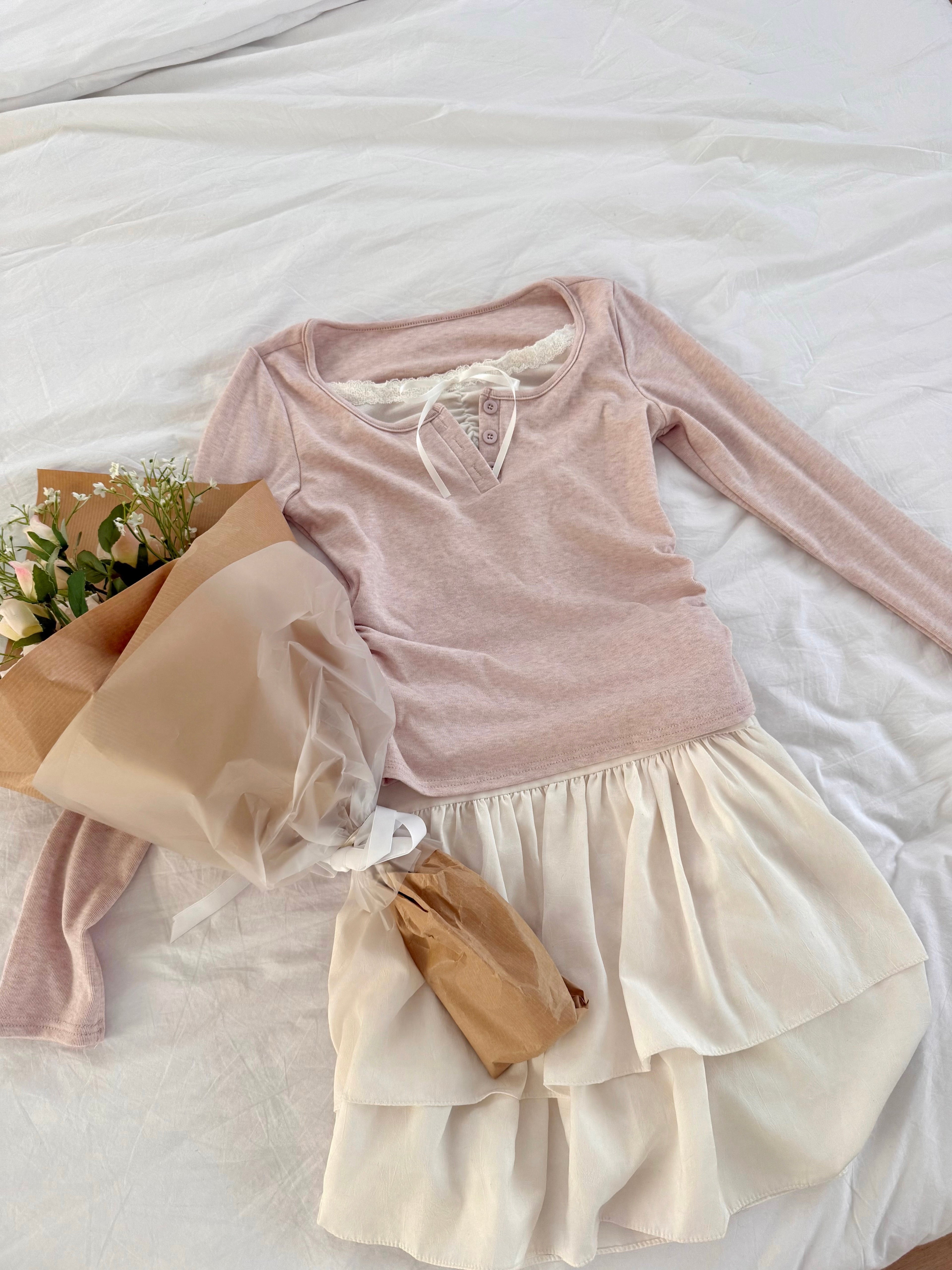 氣質層次感雪紡蛋糕裙 Creamy Layered Ruffle Skirt