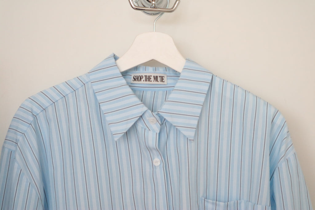 (兩色)隨性直間條寬鬆恤衫 Relaxed Fit Striped Shirt