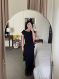 不規則抓皺垂墜短袖+長裙set	| Asymmetric Ruched Drape Set