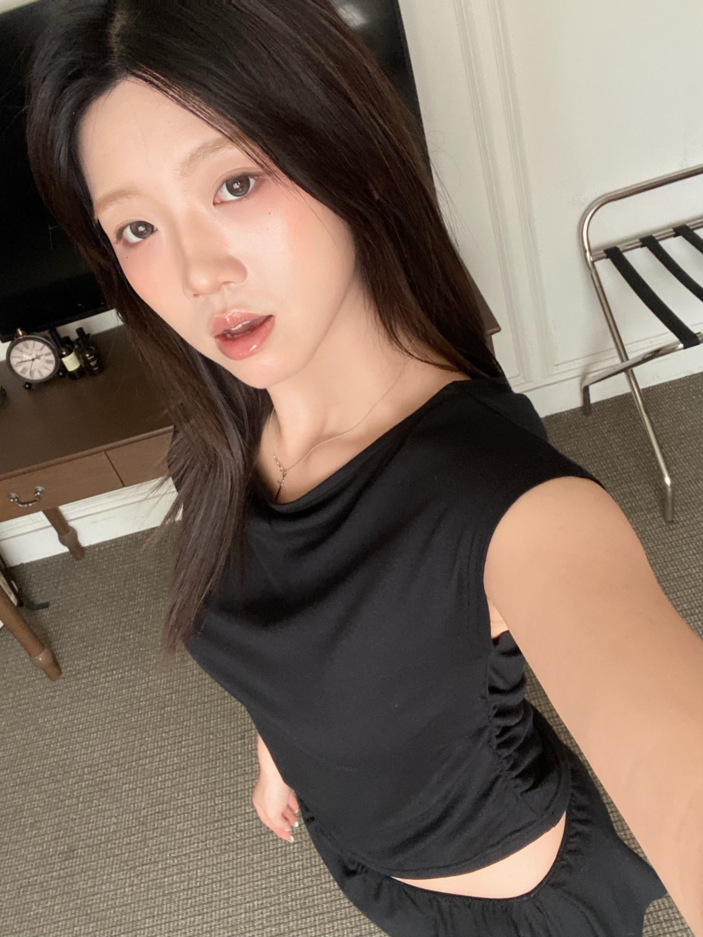 不規則抓皺垂墜短袖+長裙set	| Asymmetric Ruched Drape Set