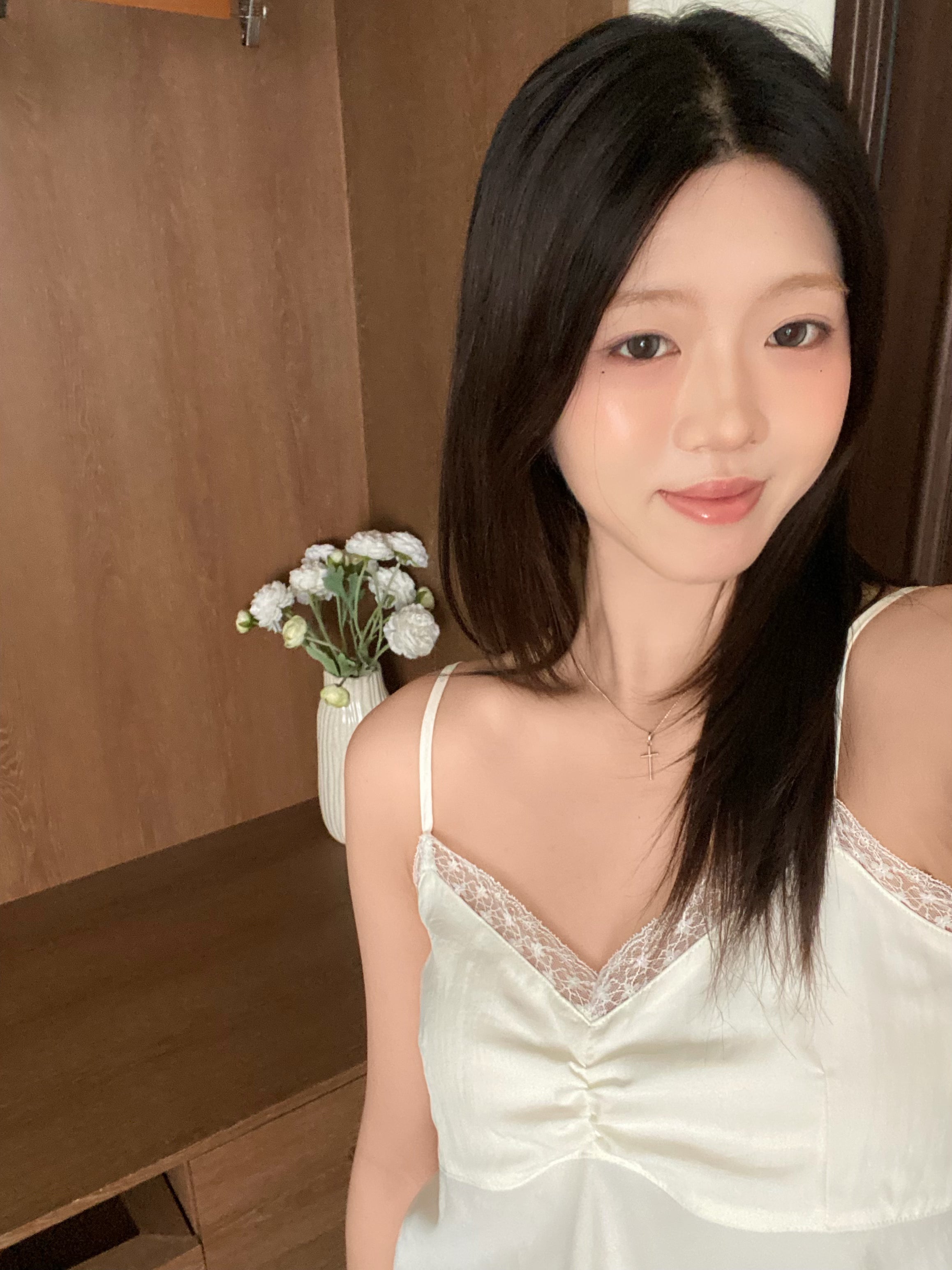 氣質溫柔lace背心長裙set | Pure White Lace Satin Two-piece Set