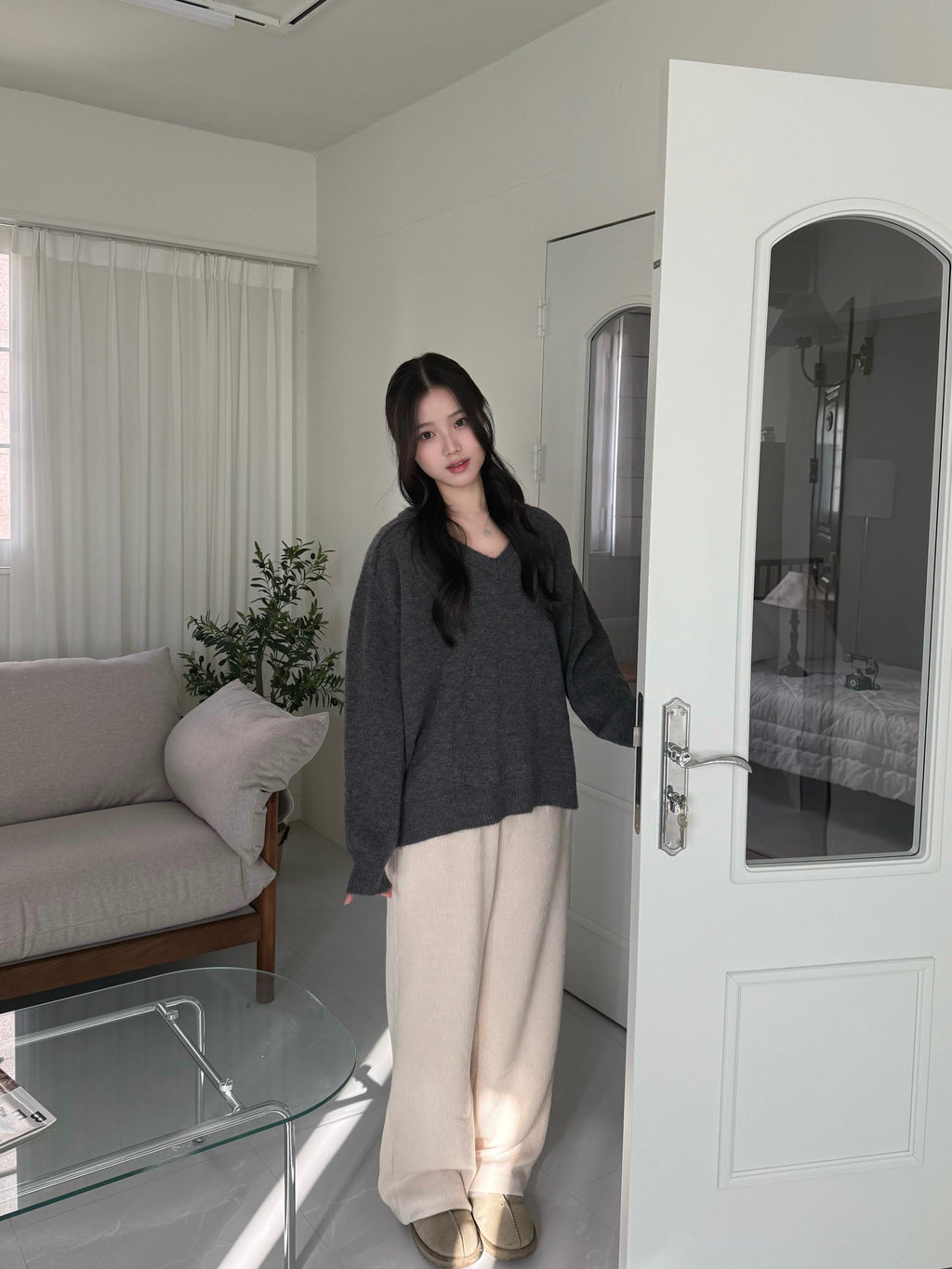 自然顯瘦直筒針織長褲	Natural Straight Knit Pants